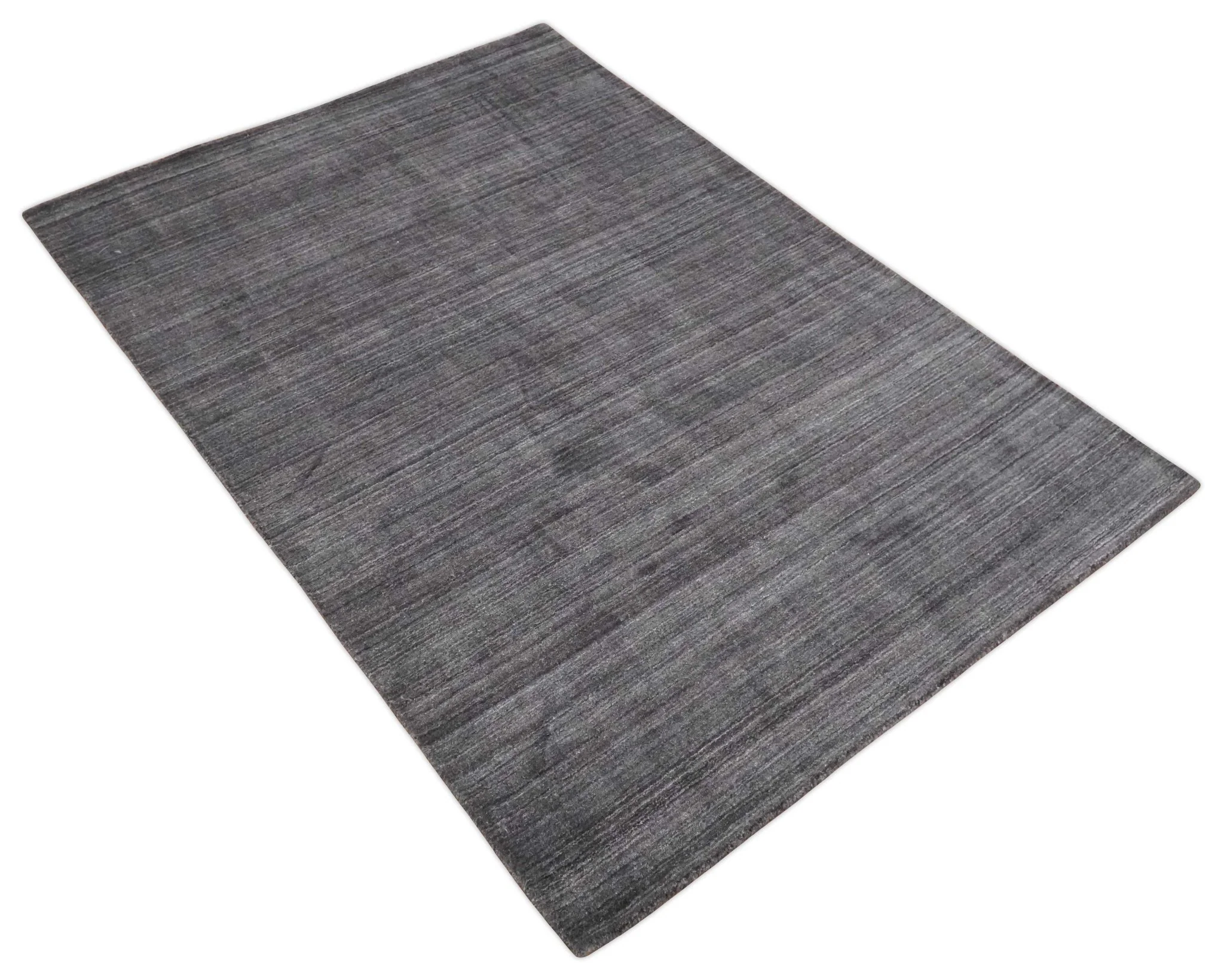 Solid Charcoal Scandinavian 5x7 Blended Wool Flatwoven Area Rug, Dinning, Kids Rug | HL14 - Image 4