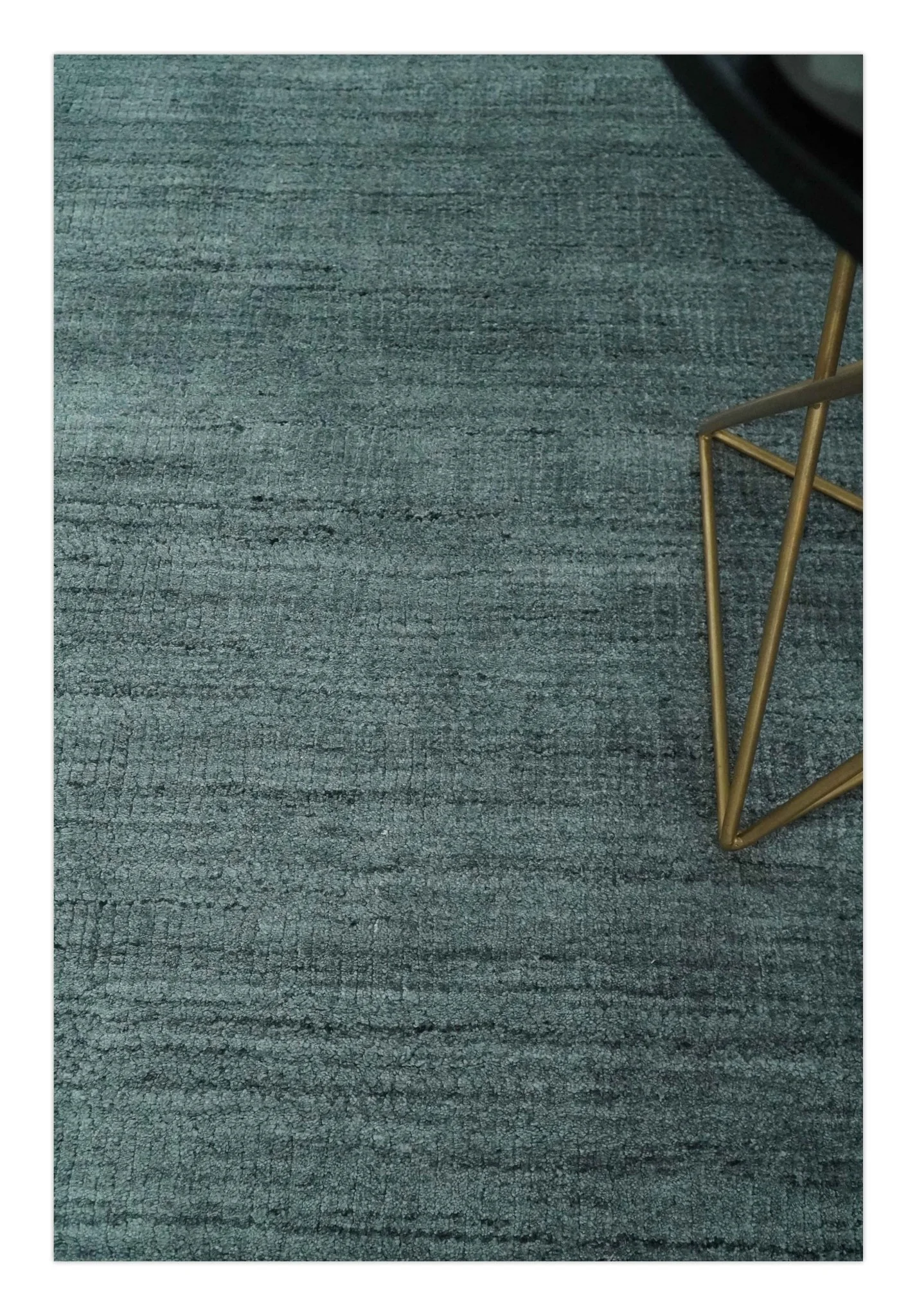 Solid Charcoal and Teal Scandinavian 8x10 Hand Made Blended Wool Flatwoven Area Rug | KE8 - Image 5