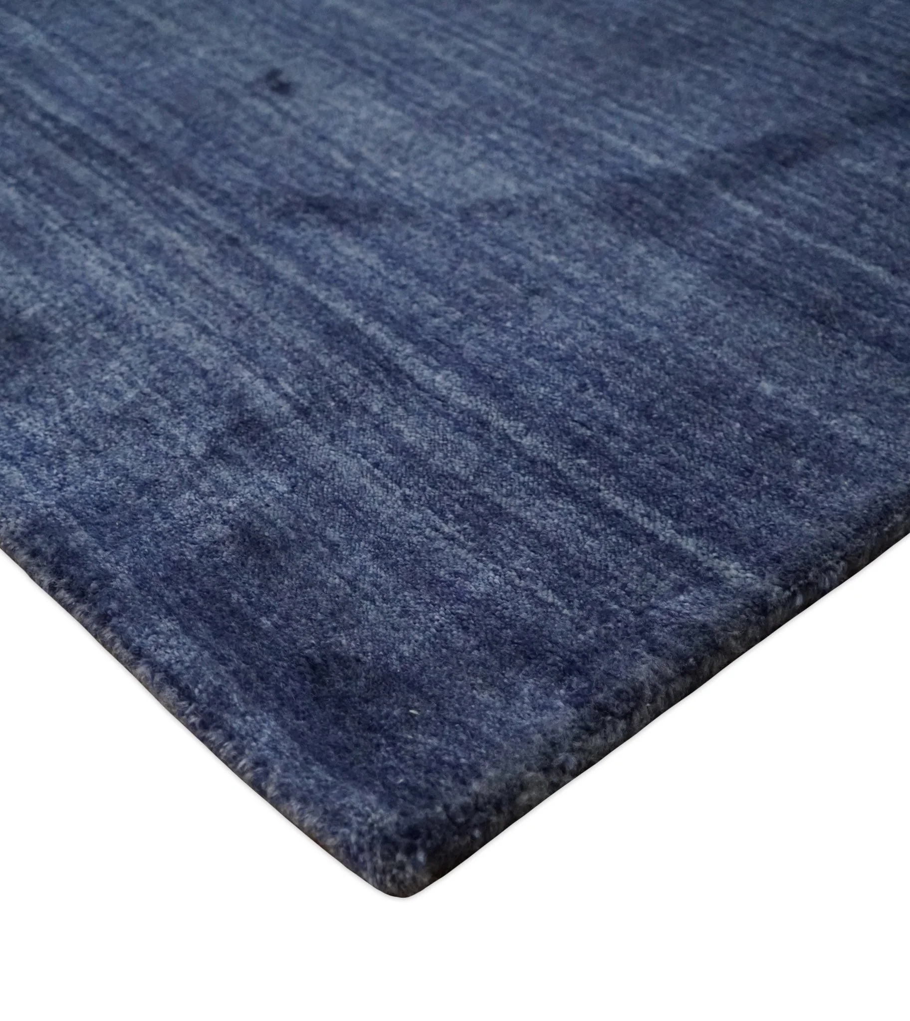 Solid Denim Blue Scandinavian 5x7 Blended Bamboo Silk Flatwoven Area Rug, Dinning, Kids Rug | HL46 - Image 7