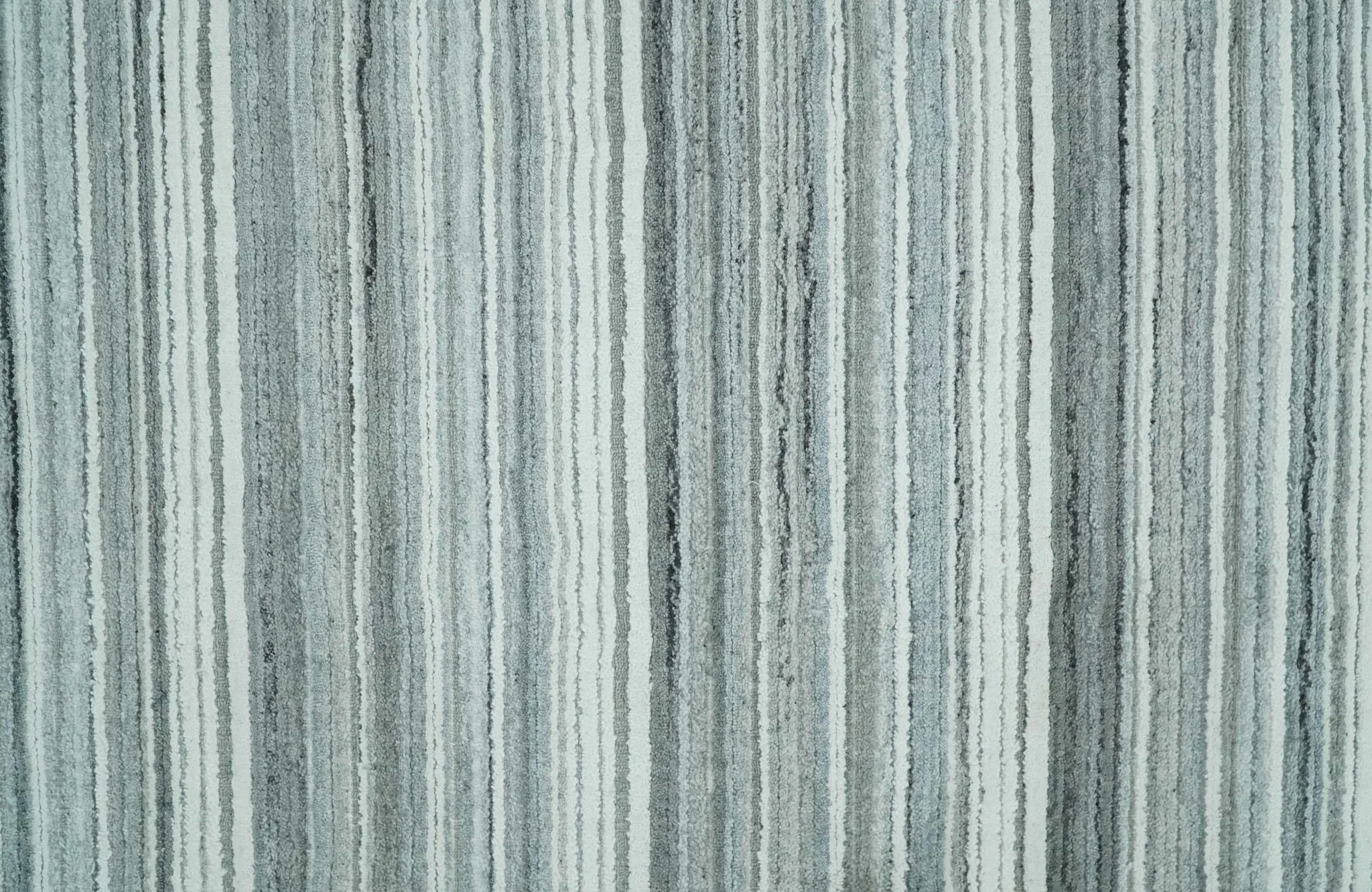 Striped Flatwoven 8x10 White, Silver and Gray Scandinavian Hand Made Blended Wool Area Rug | KE3 - Image 9
