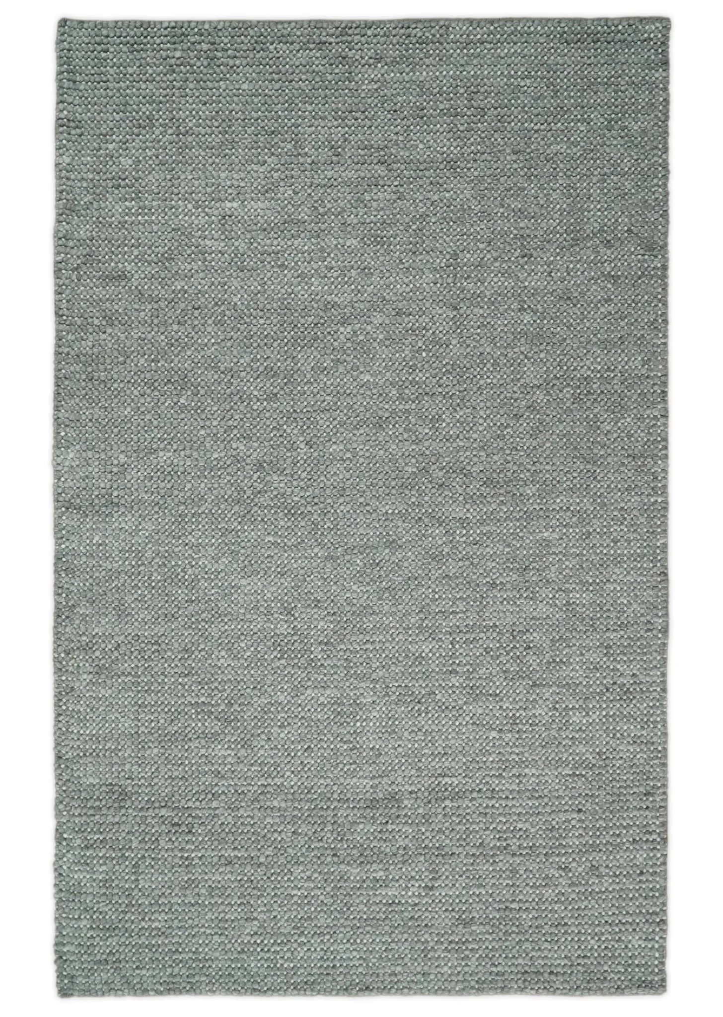 Solid Gray Chunky Handwoven Contemporary Wool Area Rug - Image 12