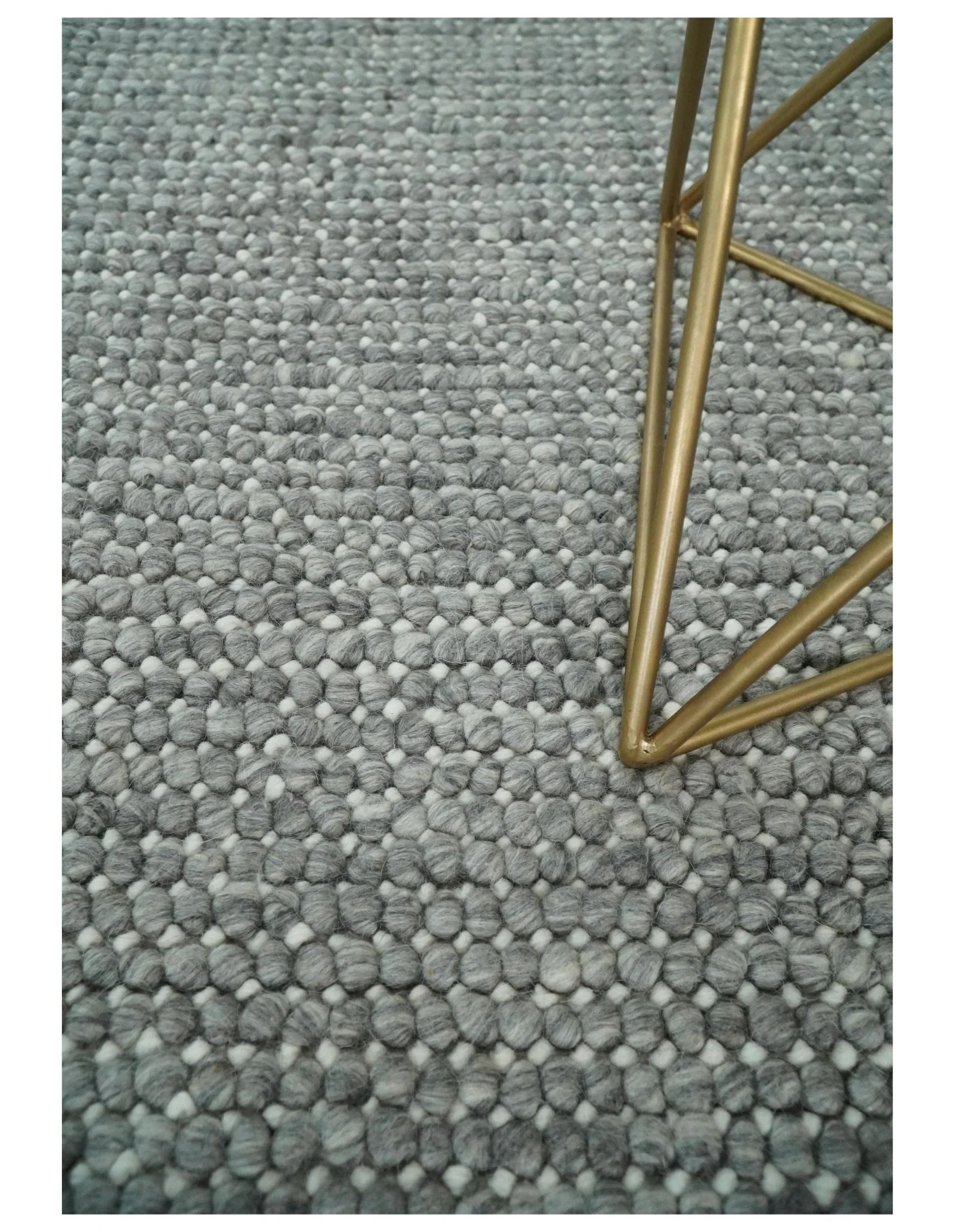 Solid Gray Chunky Handwoven Contemporary Wool Area Rug - Image 3