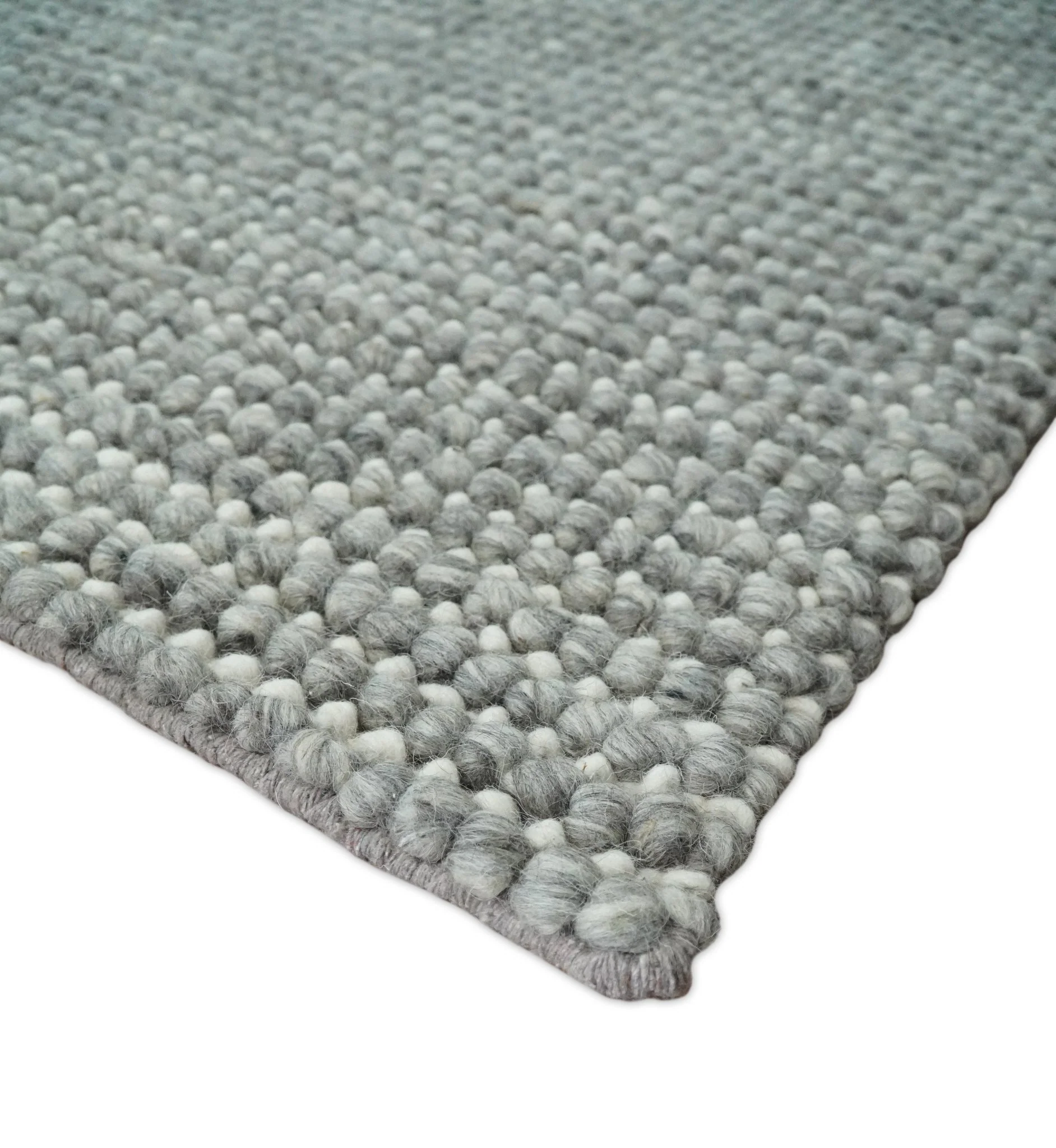 Solid Gray Chunky Handwoven Contemporary Wool Area Rug - Image 6