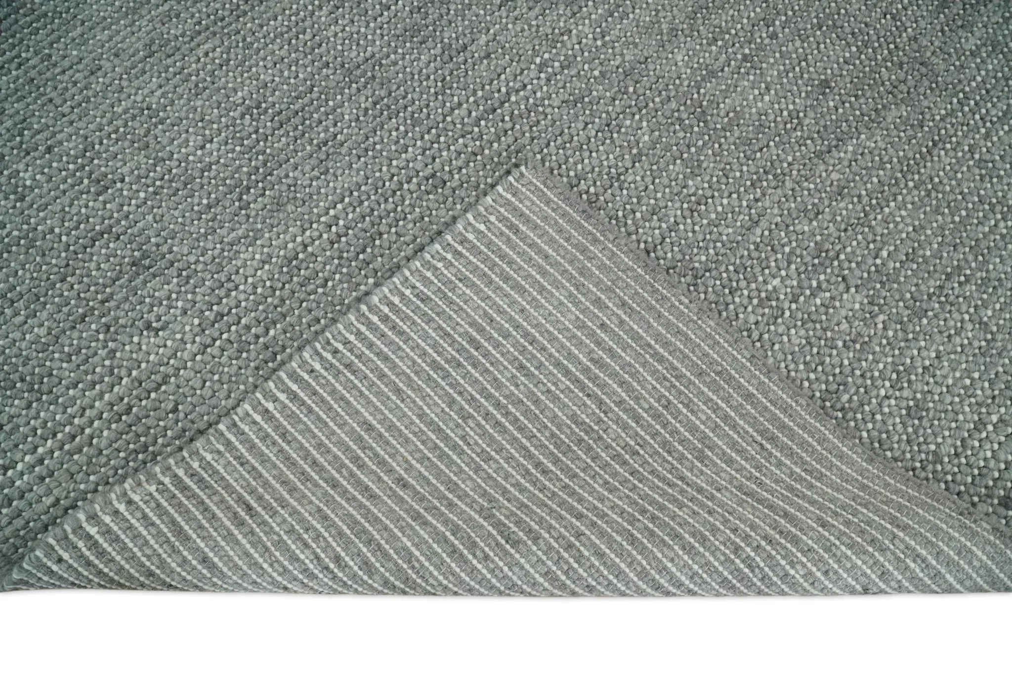 Solid Gray Chunky Handwoven Contemporary Wool Area Rug - Image 8