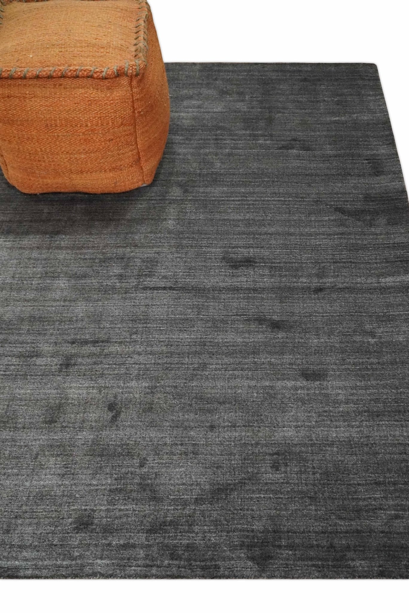 Solid Gray Scandinavian 5x7 Blended Wool Flatwoven Area Rug | HL21 - Image 3
