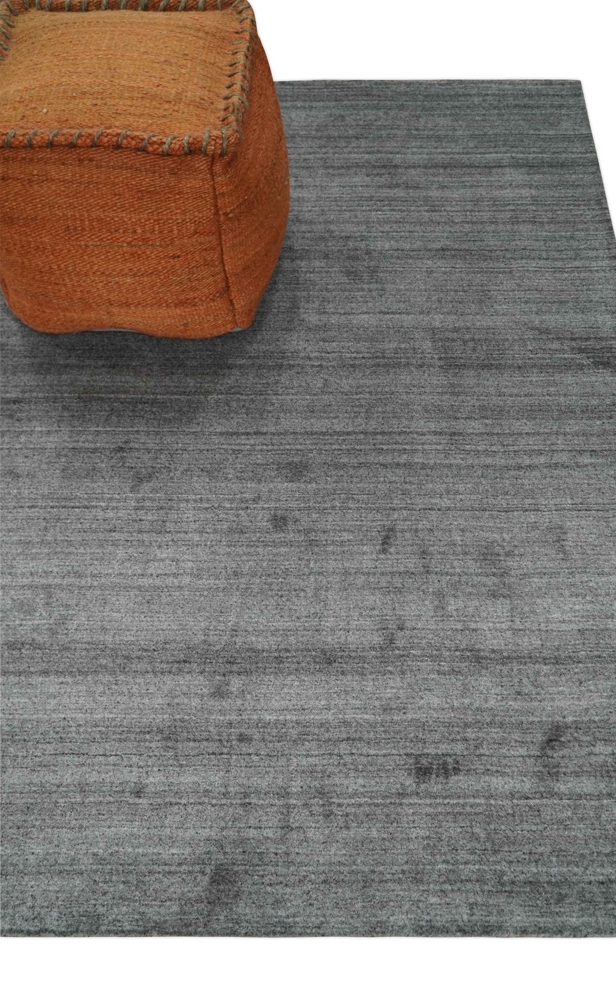 Solid Gray Shaded Scandinavian 5x7 Blended Wool Flatwoven Area Rug | HL37 - Image 3