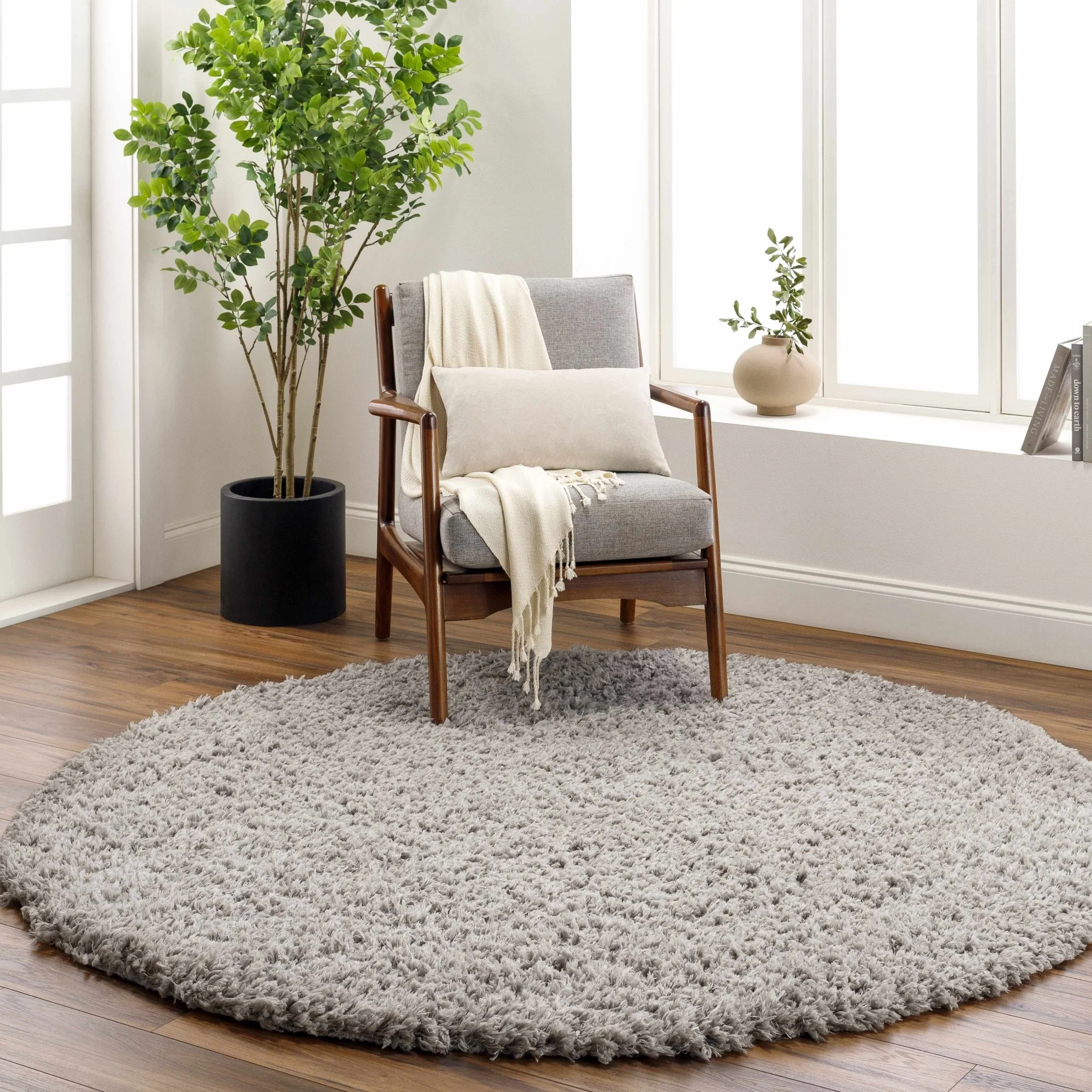 Modern Solid Gray Plush Pile Area Rug - Image 12