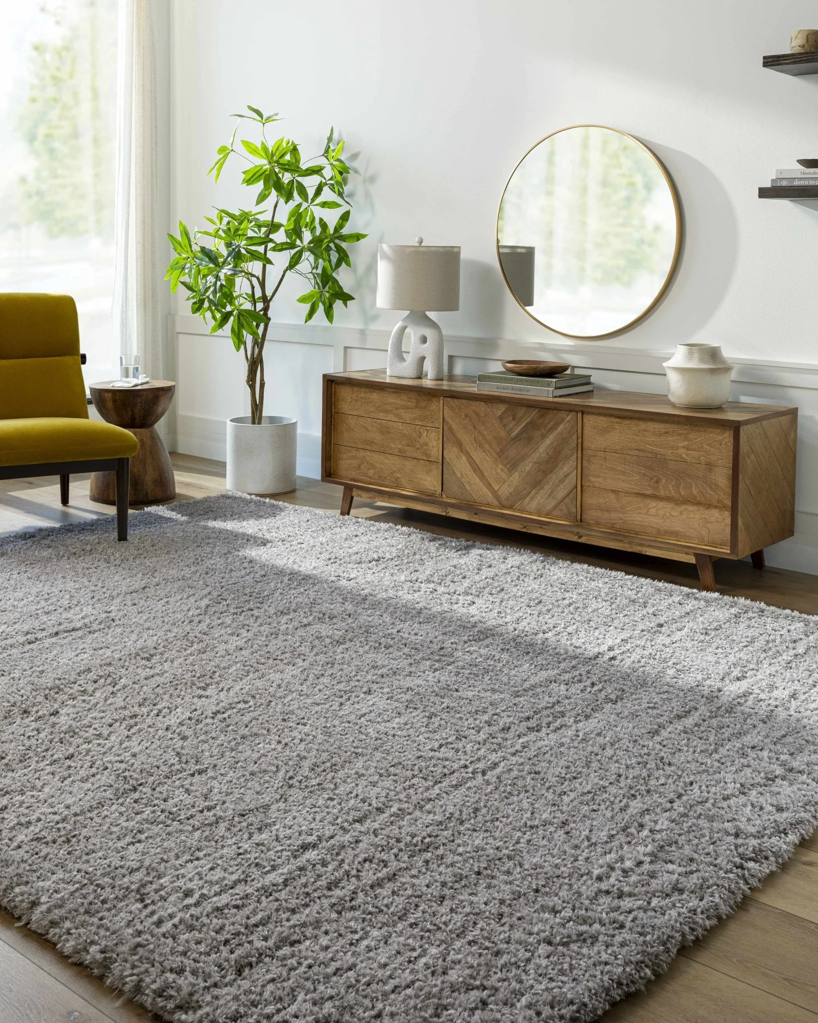 Modern Solid Gray Plush Pile Area Rug - Image 14