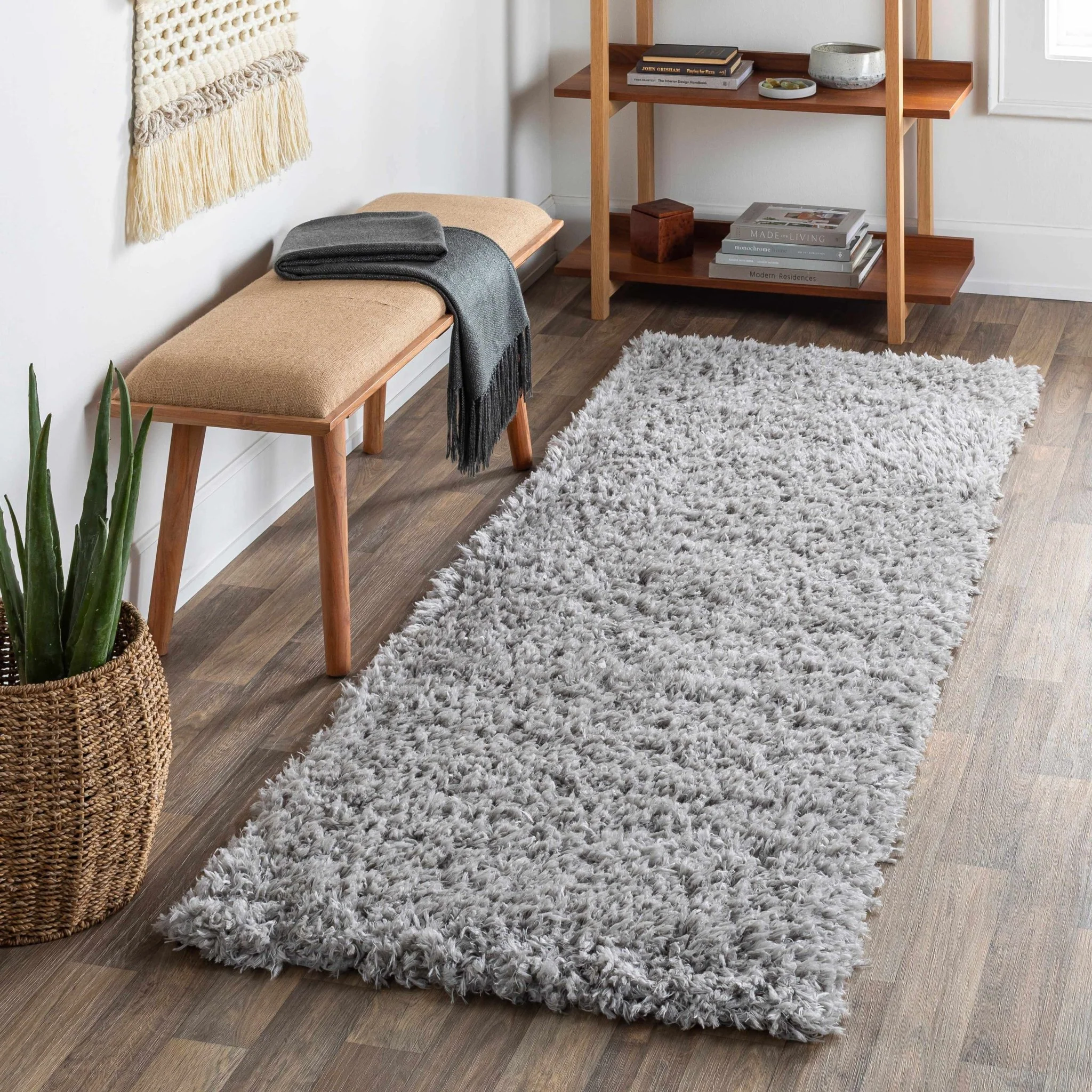 Modern Solid Gray Plush Pile Area Rug - Image 2