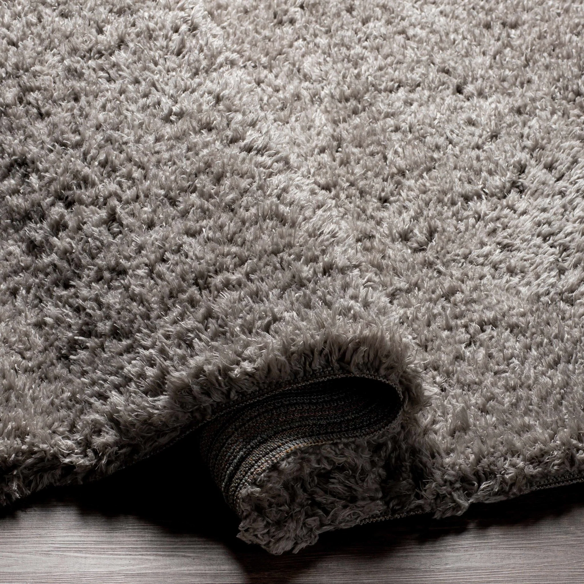 Modern Solid Gray Plush Pile Area Rug - Image 9