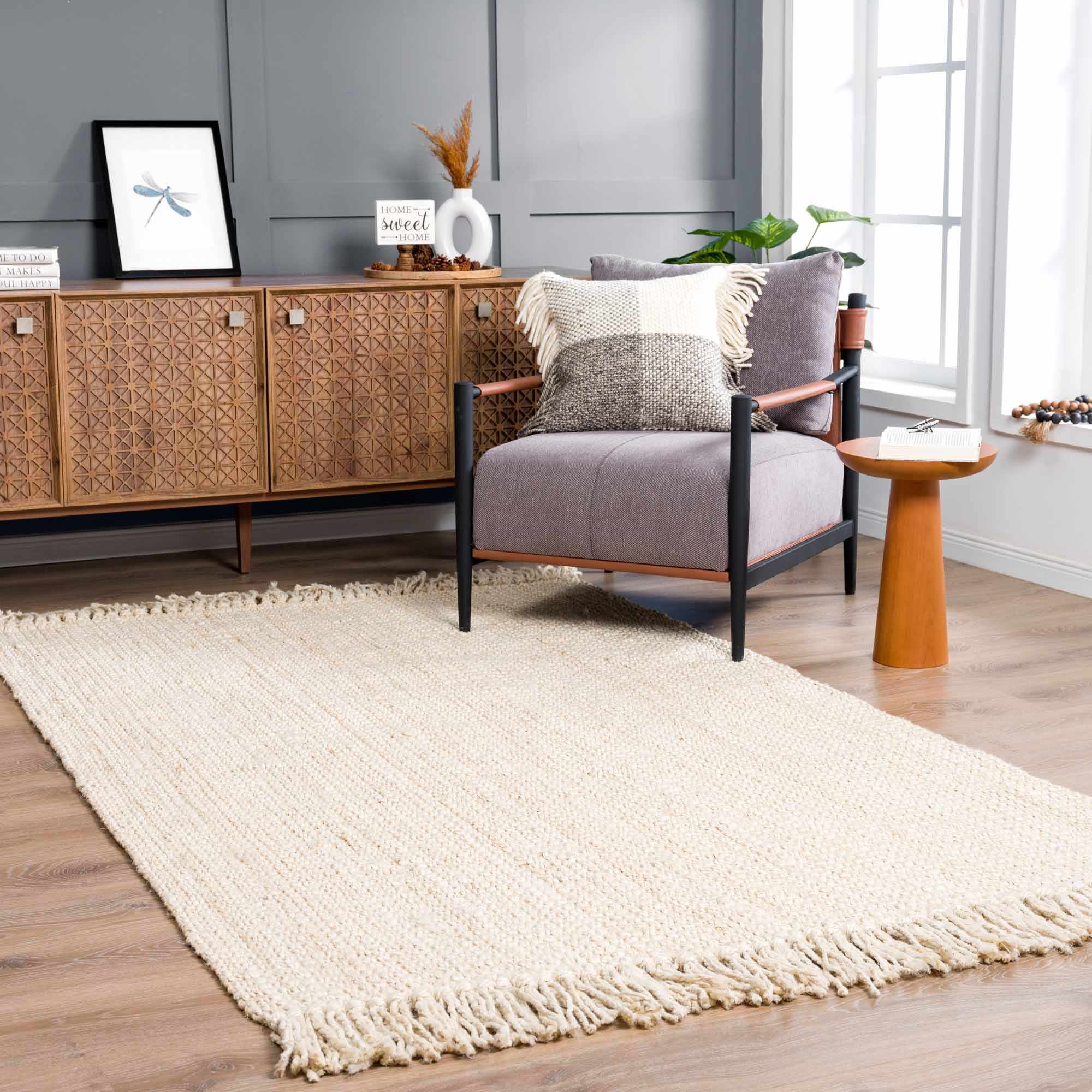 Contemporary Solid Hand Woven Tan Natural Fiber Jute Multi Size Area Rug - Image 16