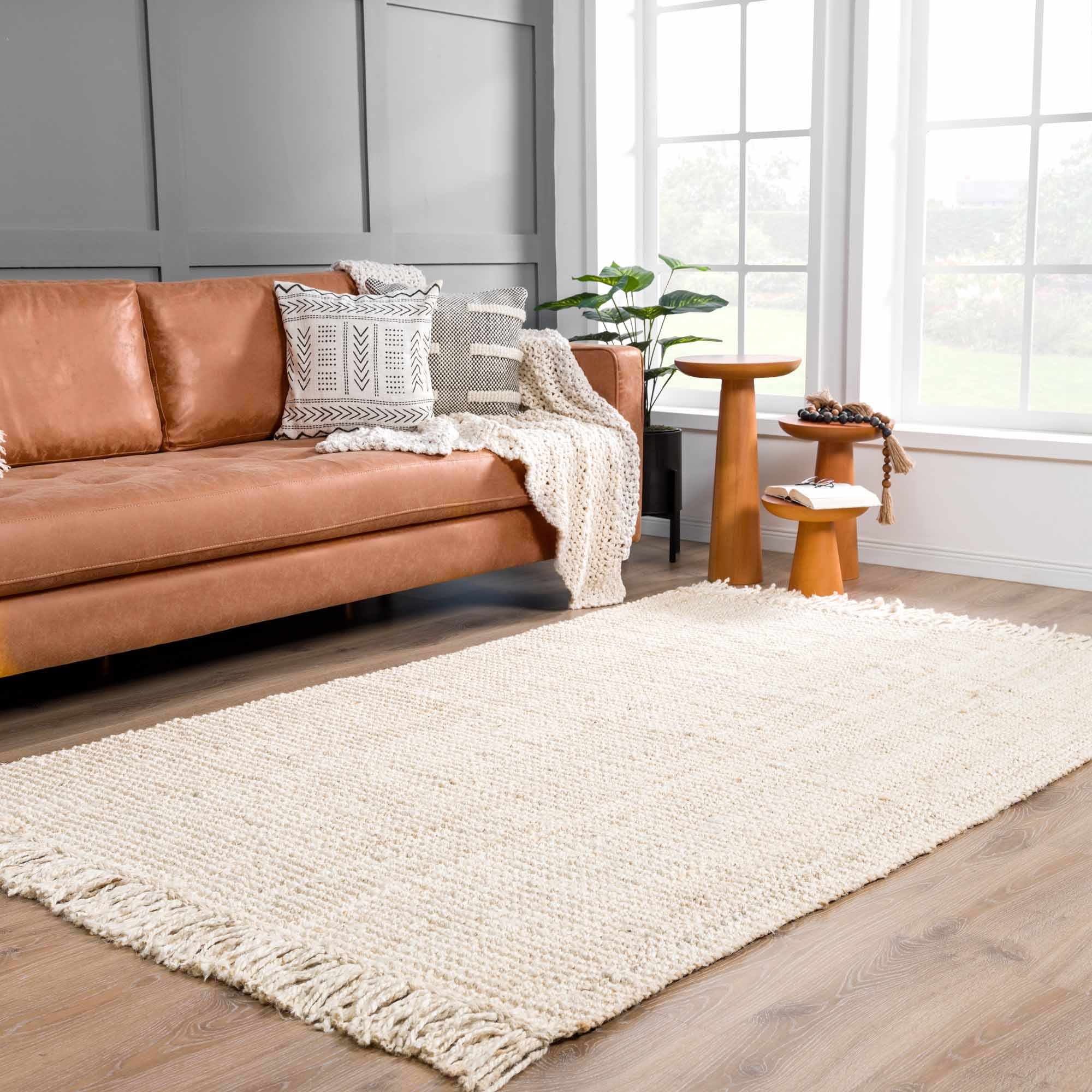 Contemporary Solid Hand Woven Tan Natural Fiber Jute Multi Size Area Rug - Image 27
