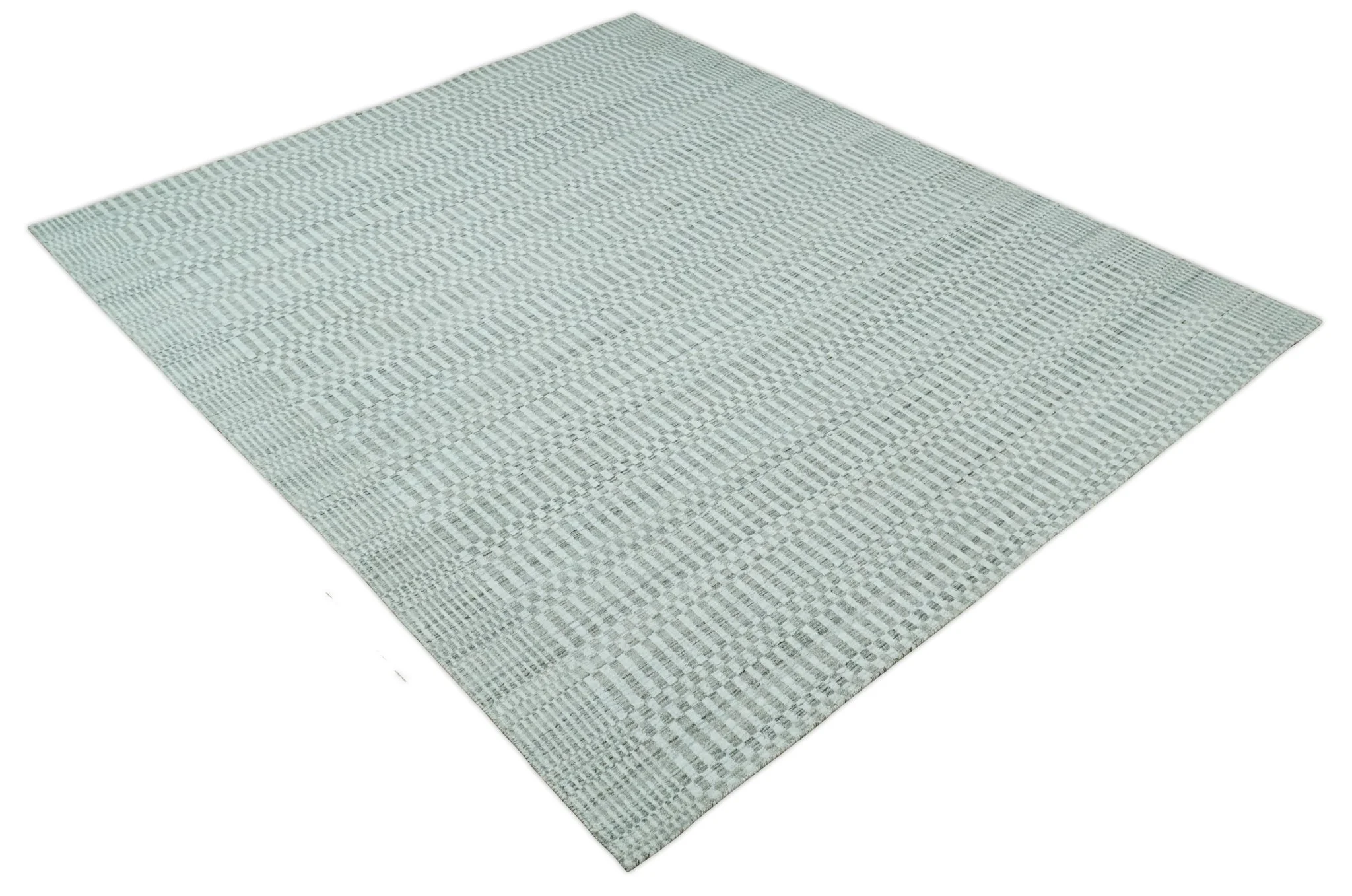 8x10 Hand Made Modern Trellis Ivory and Brown Scandinavian Blended Wool Flatwoven Area Rug | KE7 - Image 10