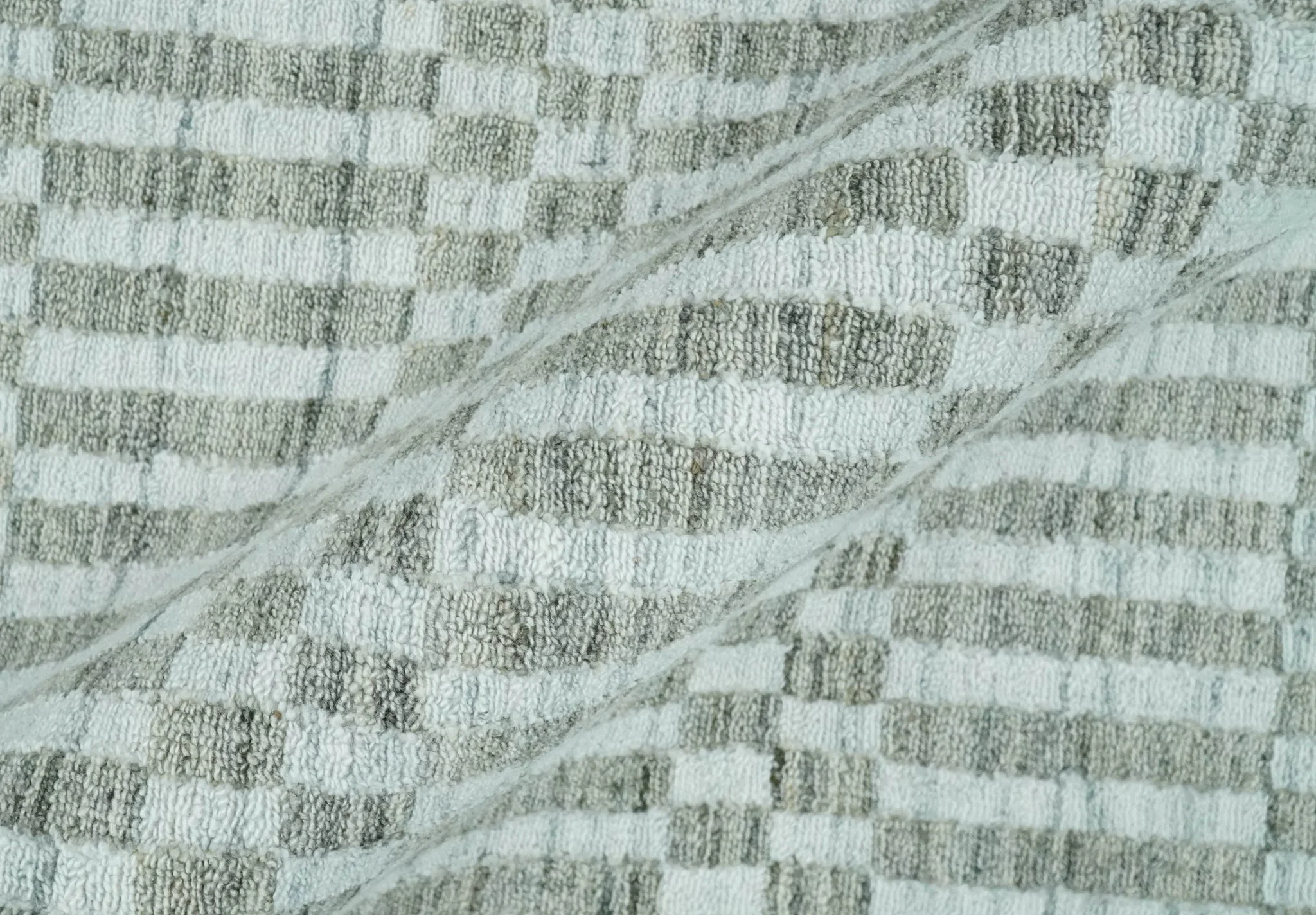 8x10 Hand Made Modern Trellis Ivory and Brown Scandinavian Blended Wool Flatwoven Area Rug | KE7 - Image 6