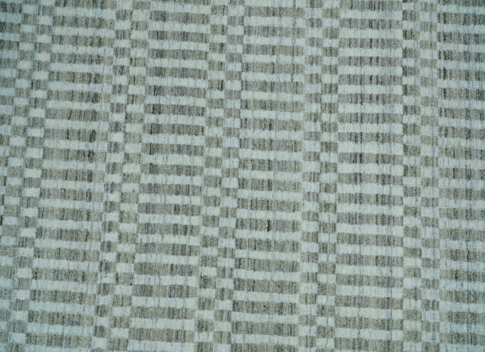 8x10 Hand Made Modern Trellis Ivory and Brown Scandinavian Blended Wool Flatwoven Area Rug | KE7 - Image 9