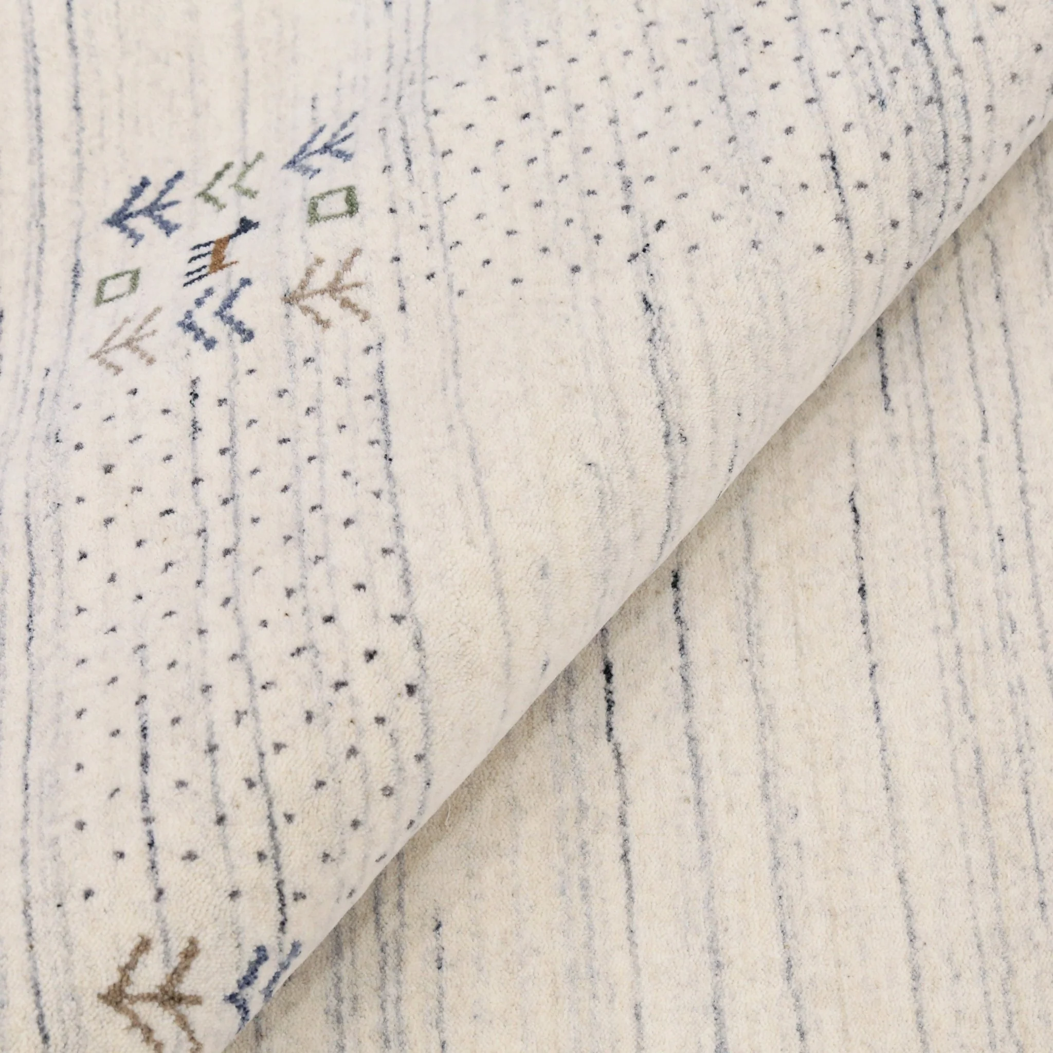 Solid Ivory Border Patterns Hand Loomed Wool Area Rug - Image 10