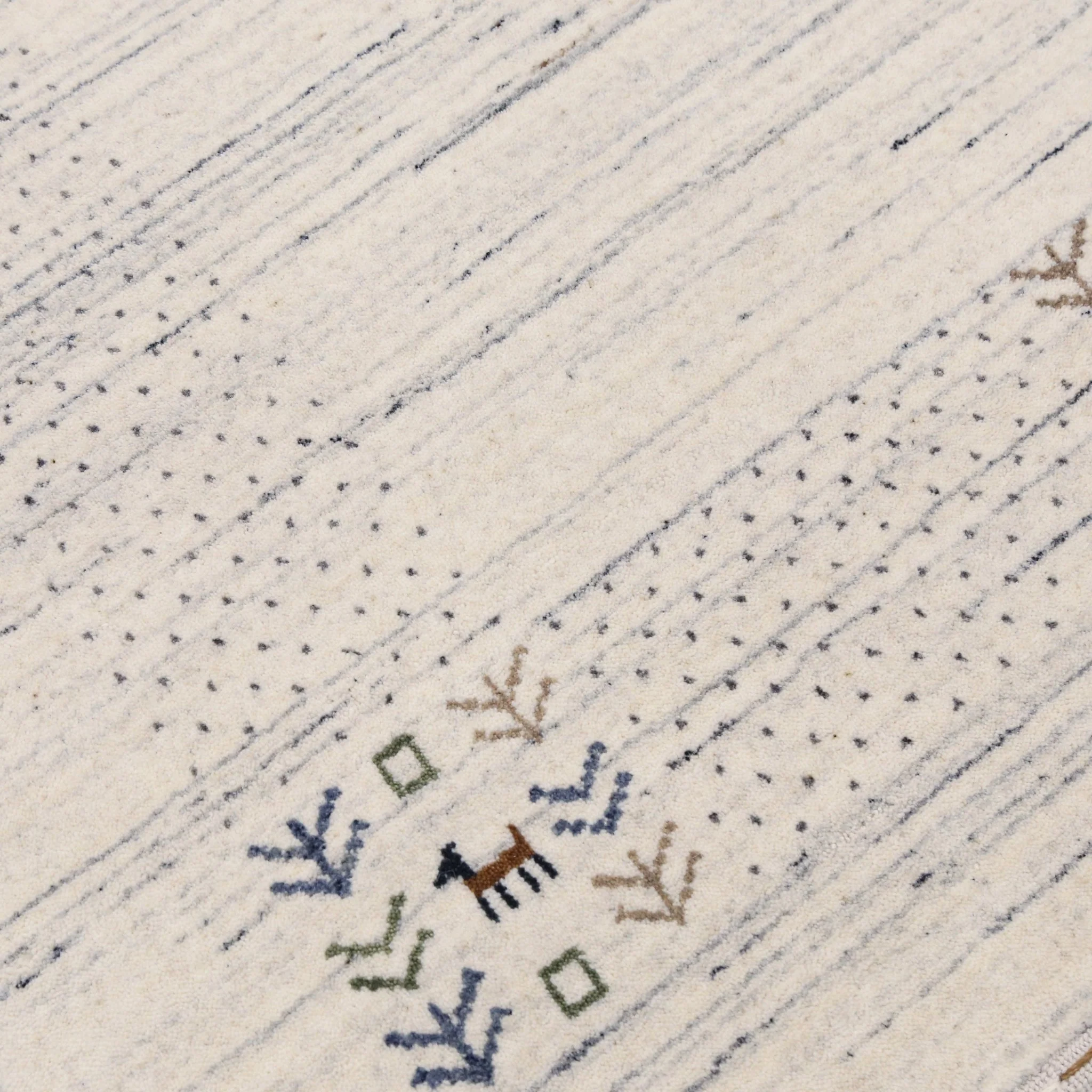 Solid Ivory Border Patterns Hand Loomed Wool Area Rug - Image 11