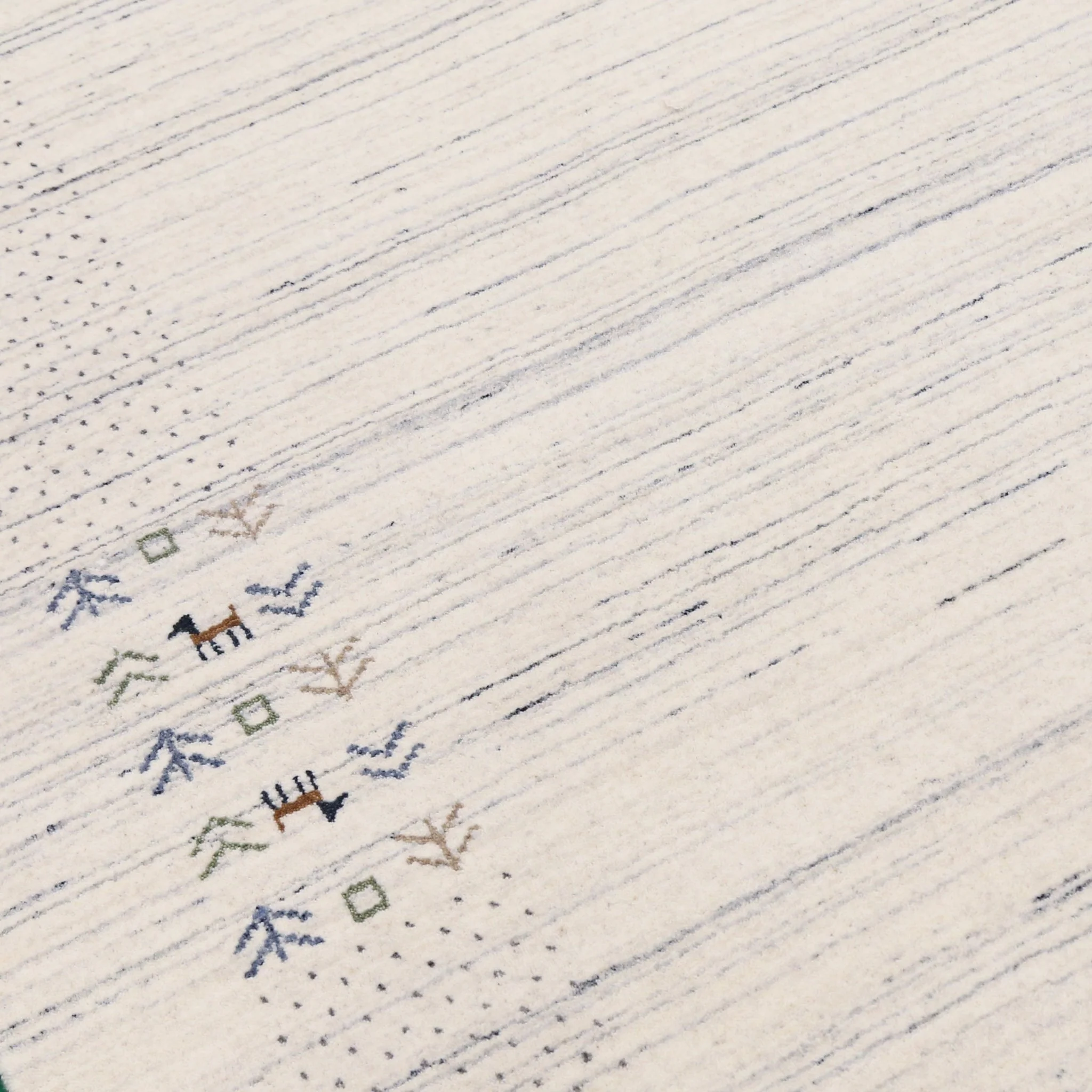 Solid Ivory Border Patterns Hand Loomed Wool Area Rug - Image 12