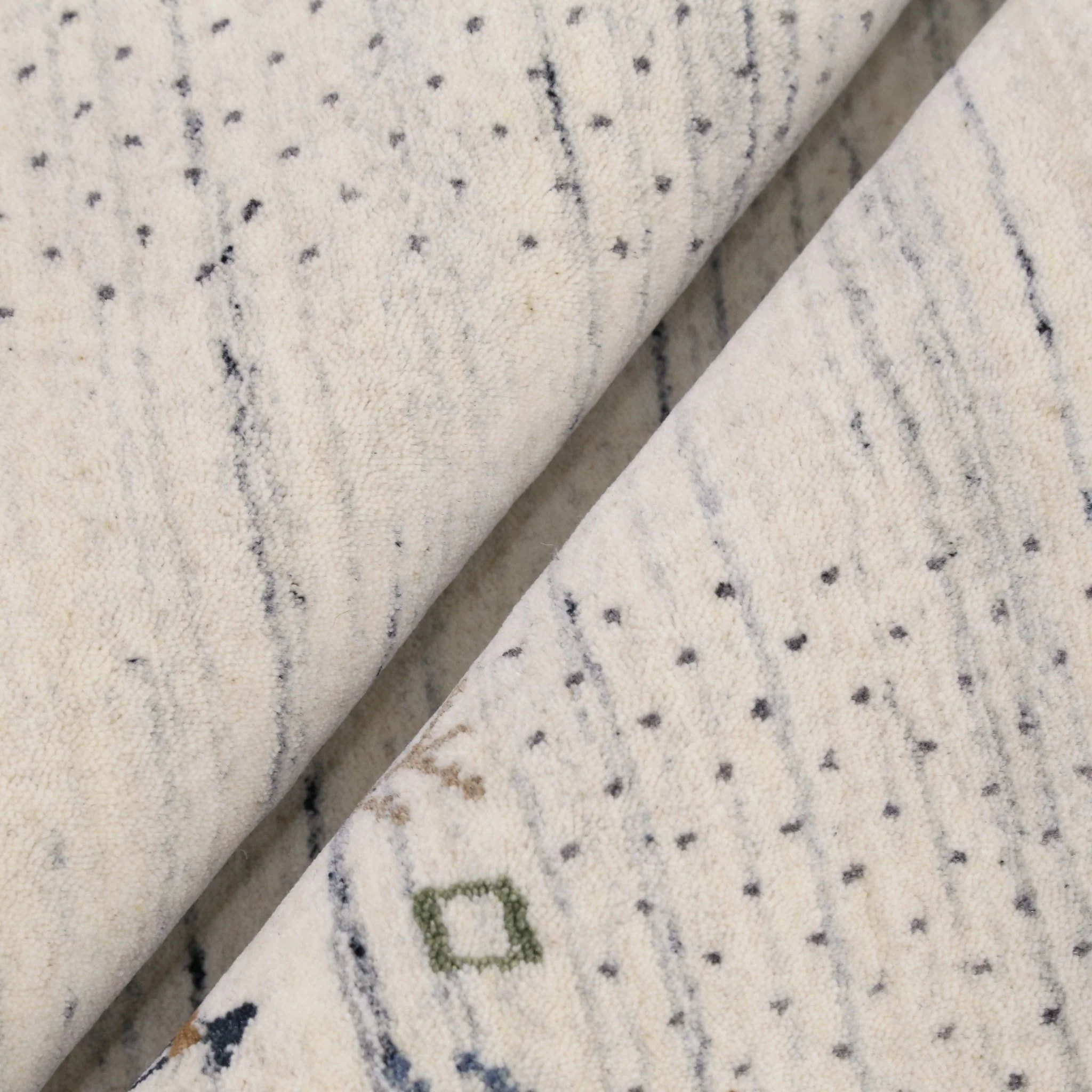 Solid Ivory Border Patterns Hand Loomed Wool Area Rug - Image 9