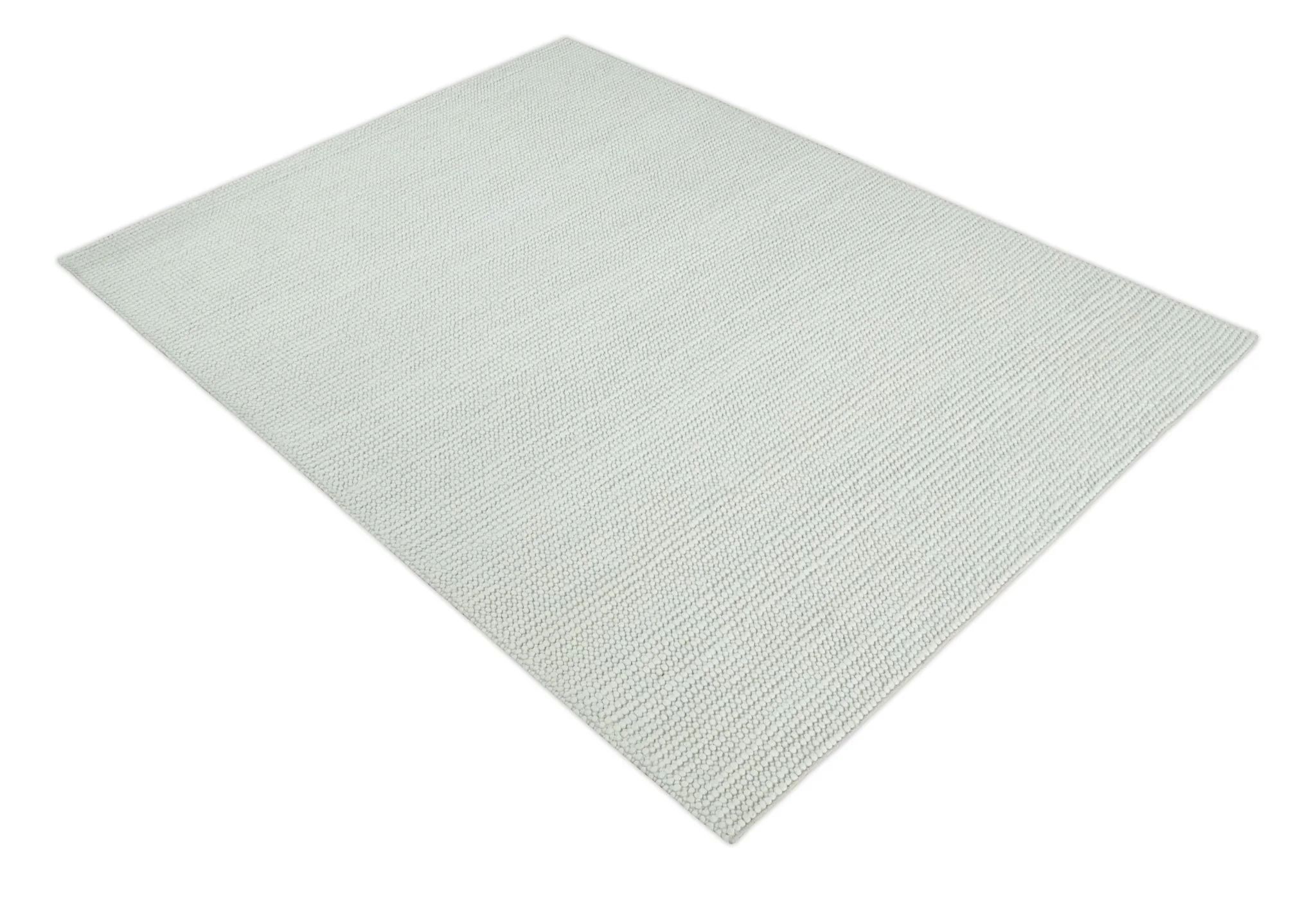 Solid Ivory Chunky Handwoven Contemporary Wool Area Rug - Image 11
