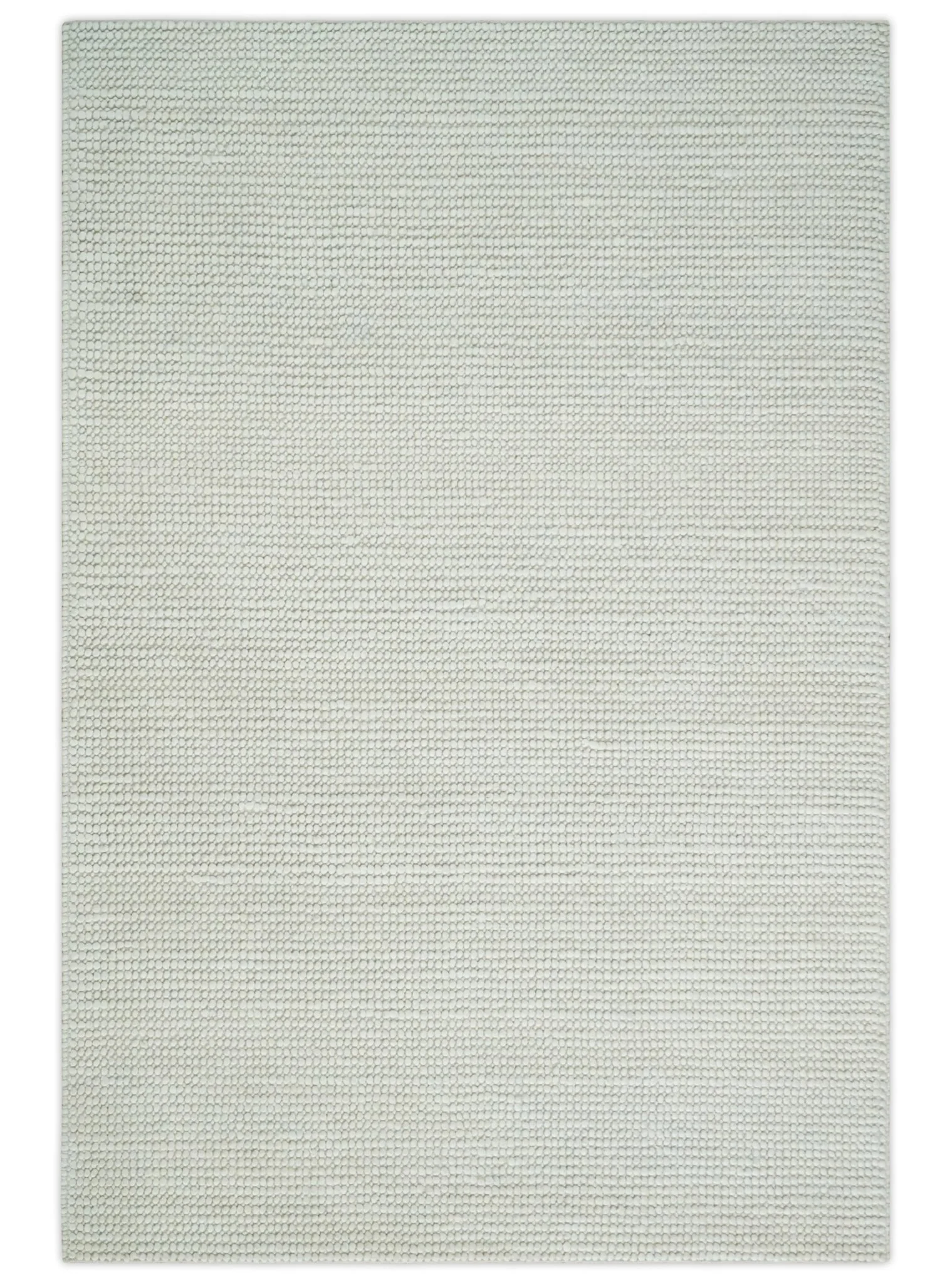 Solid Ivory Chunky Handwoven Contemporary Wool Area Rug - Image 13