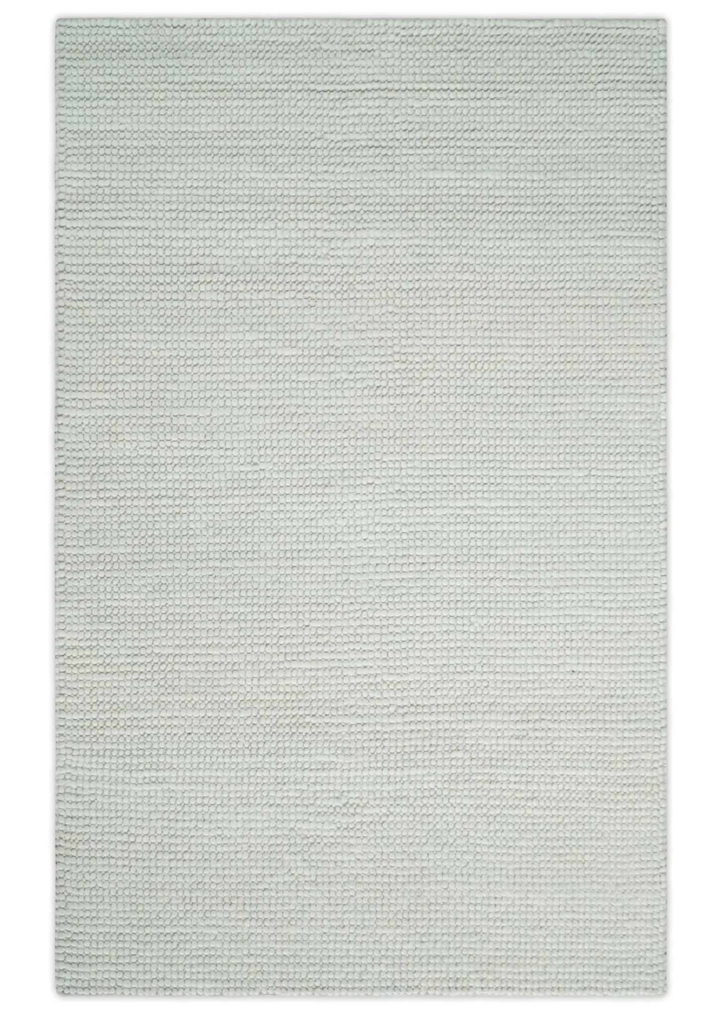 Solid Ivory Chunky Handwoven Contemporary Wool Area Rug - Image 14