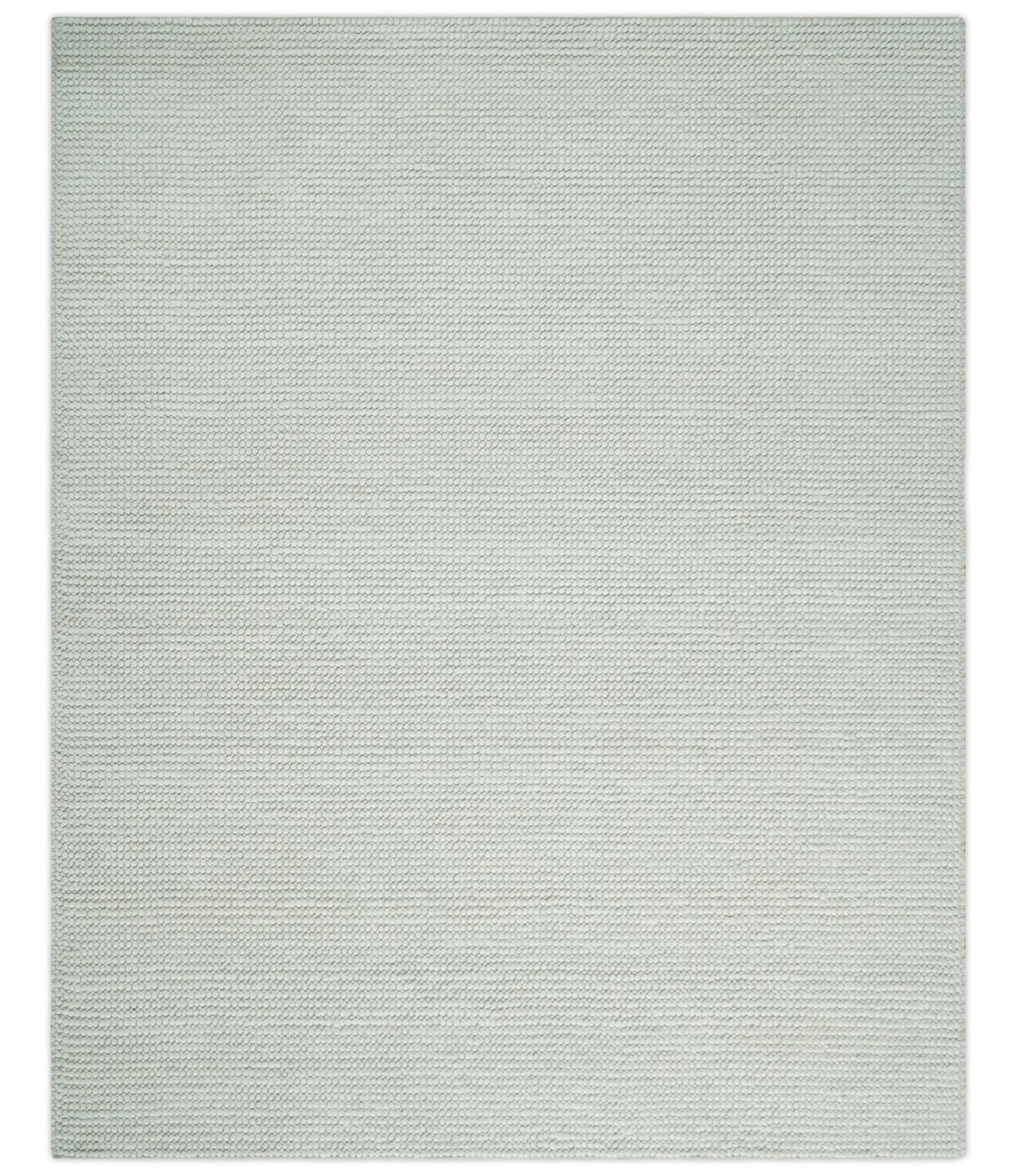 Solid Ivory Chunky Handwoven Contemporary Wool Area Rug - Image 2