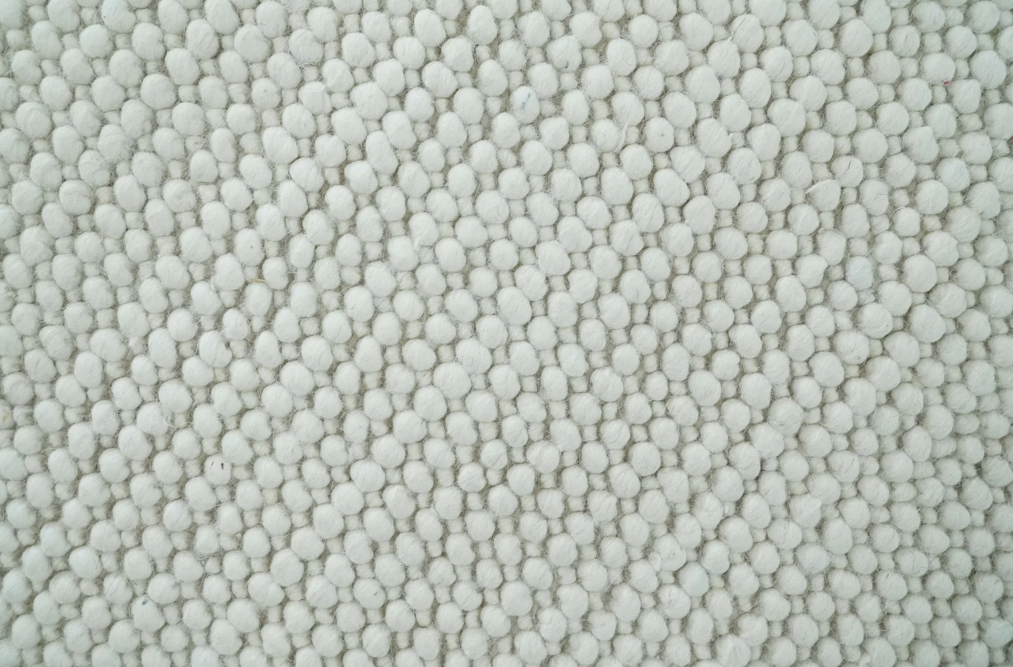 Solid Ivory Chunky Handwoven Contemporary Wool Area Rug - Image 3