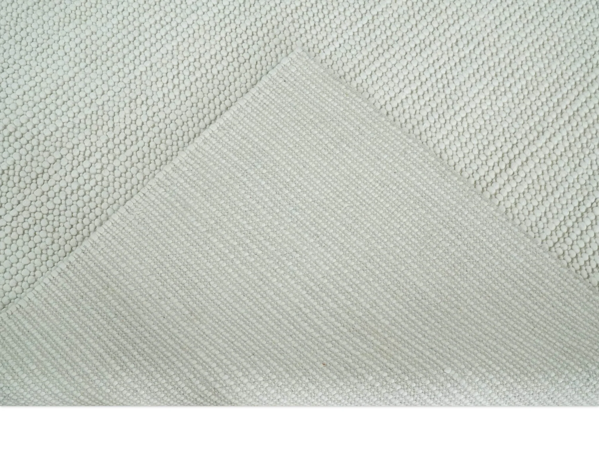 Solid Ivory Chunky Handwoven Contemporary Wool Area Rug - Image 7