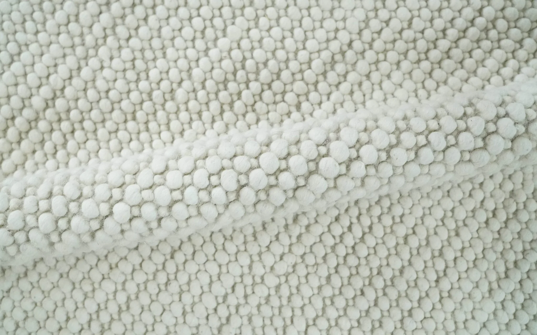 Solid Ivory Chunky Handwoven Contemporary Wool Area Rug - Image 8