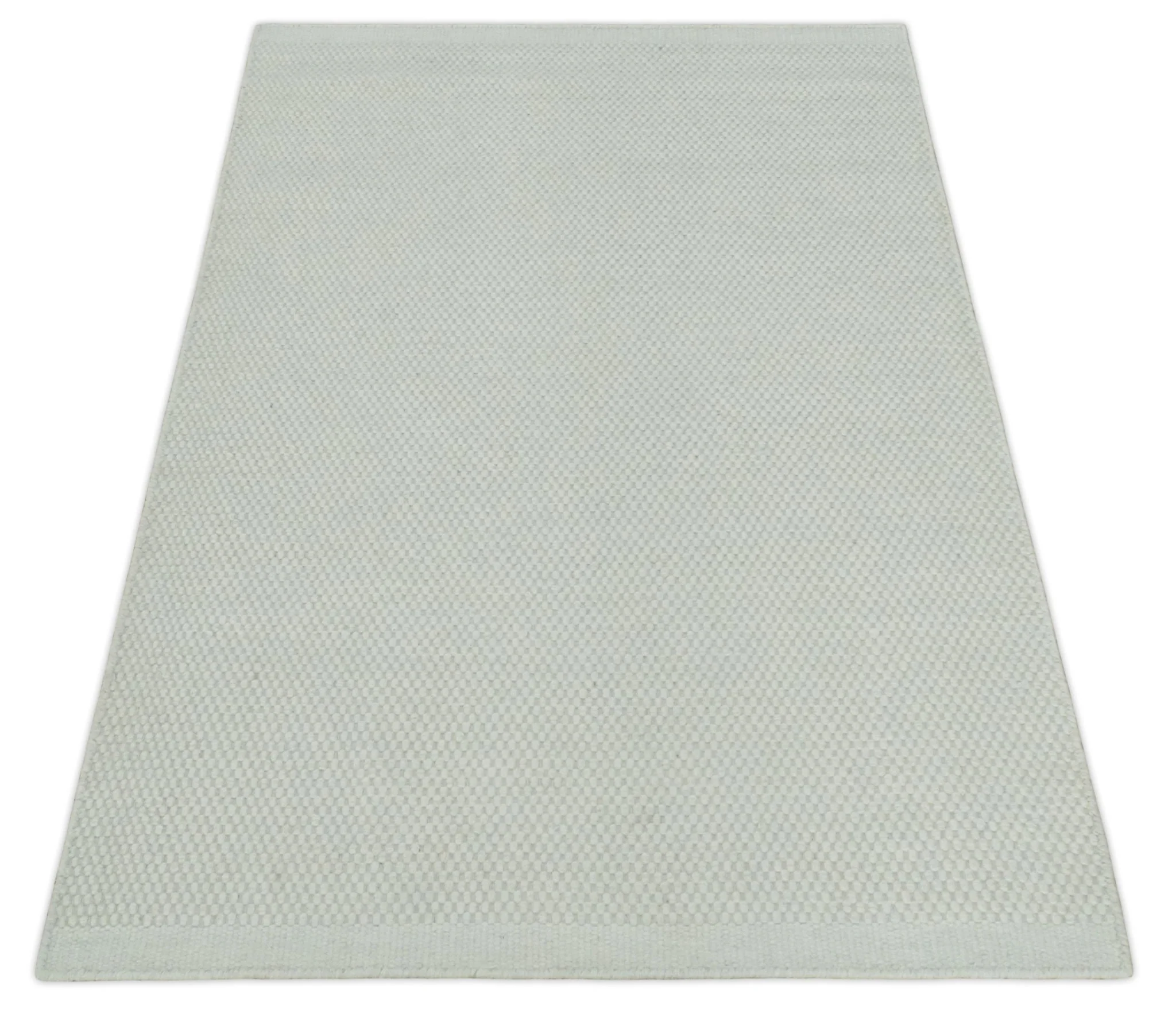 Solid Ivory White Hand made Dari Multi size 5x8, 5x7 and 8x11 Area Rug, Layering, Kids Rug | SOL7 - Image 10