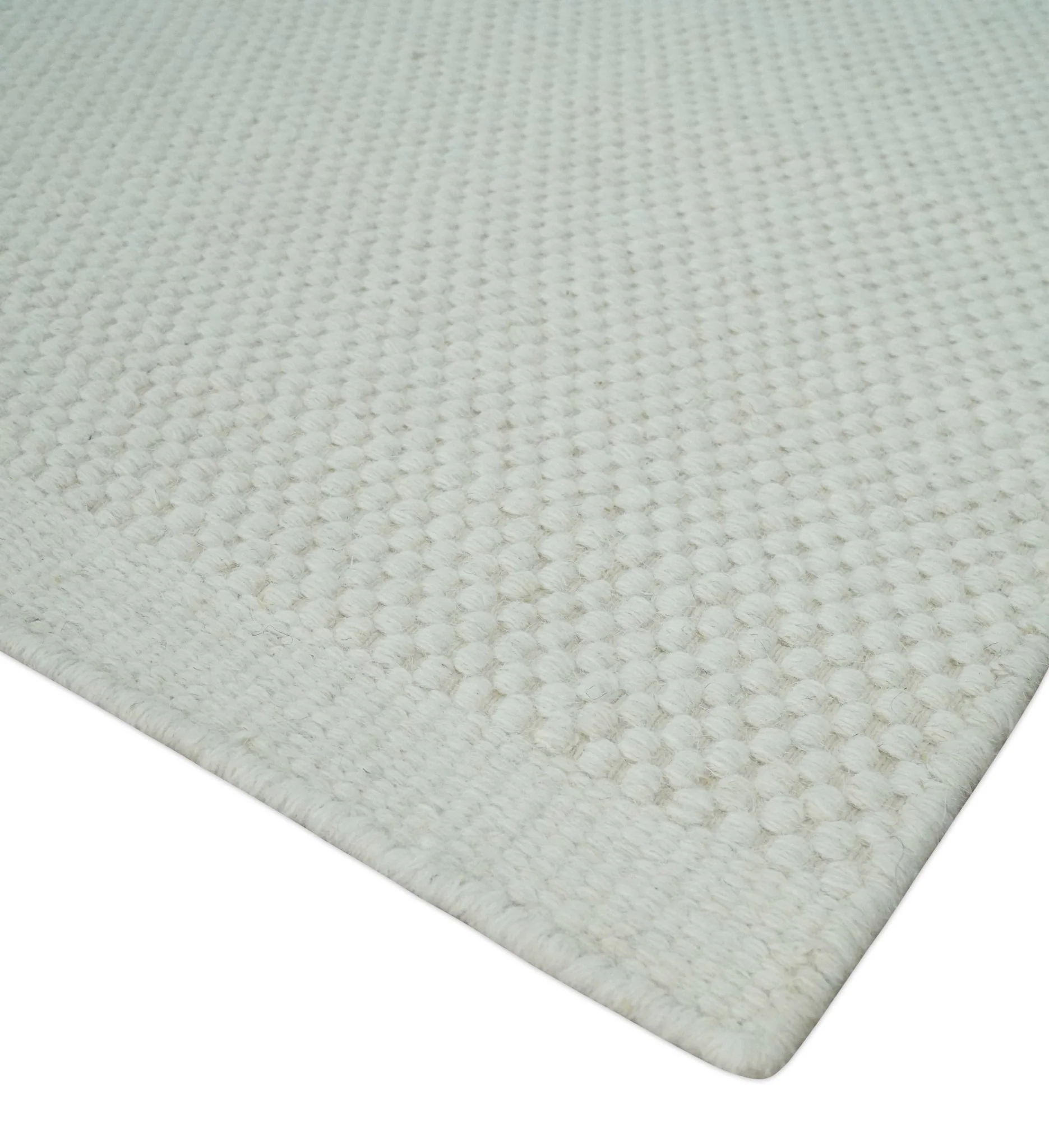 Solid Ivory White Hand made Dari Multi size 5x8, 5x7 and 8x11 Area Rug, Layering, Kids Rug | SOL7 - Image 6