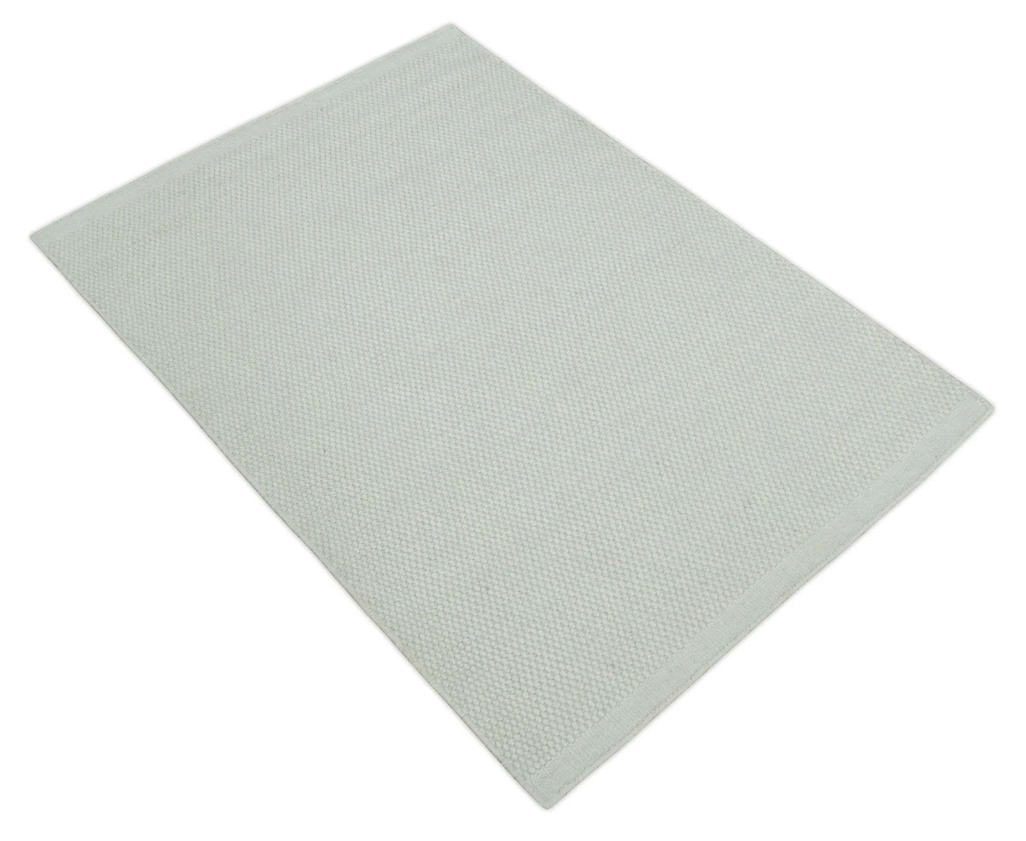 Solid Ivory White Hand made Dari Multi size 5x8, 5x7 and 8x11 Area Rug, Layering, Kids Rug | SOL7 - Image 9
