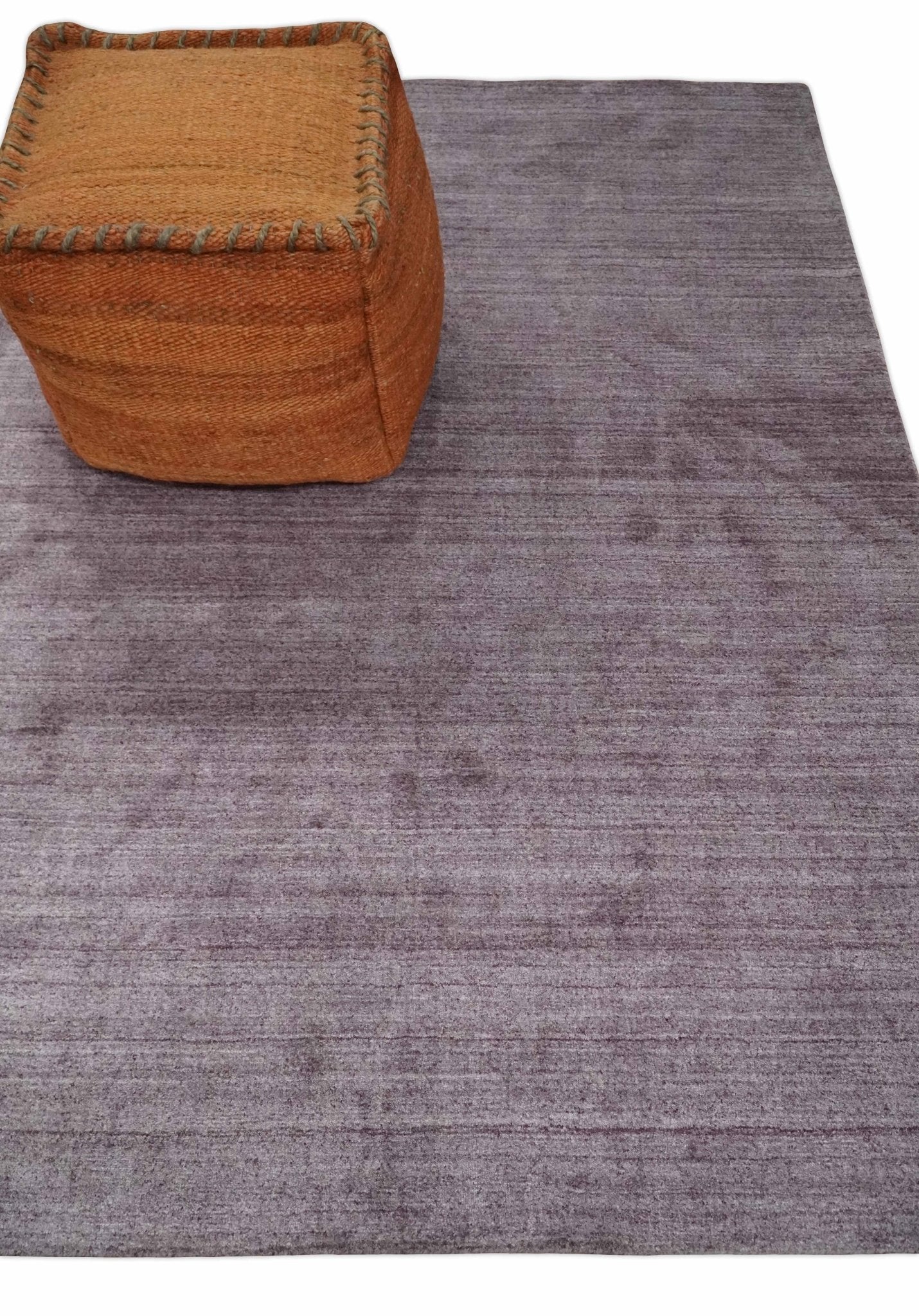 Solid Lavender Purple Scandinavian 5x7 Blended Wool Flatwoven Area Rug | HL12 - Image 3