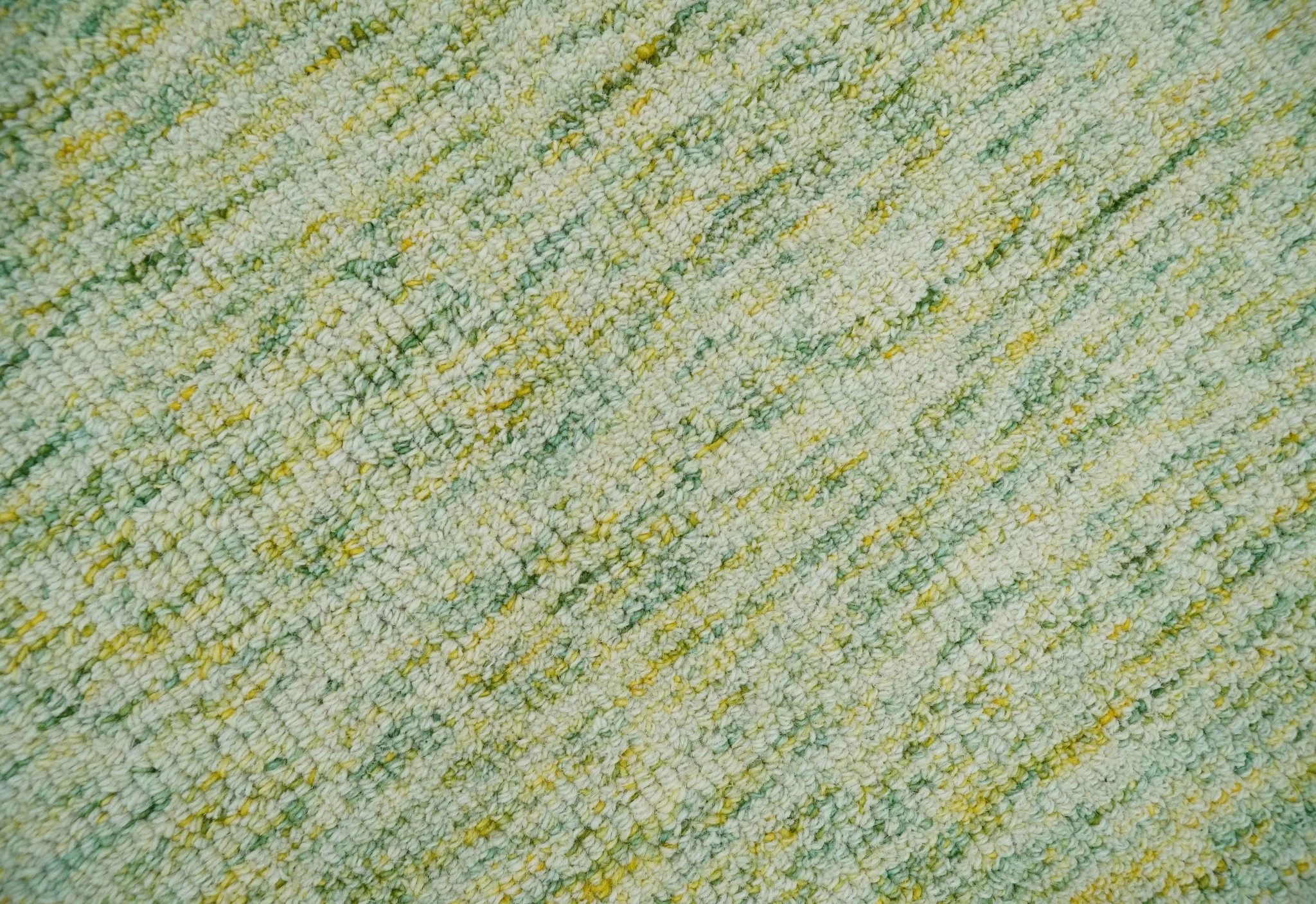 Custom Made Solid Moss Green Ivory and Gold Abstract Hand Tufted Natural Wool Area Rug - Image 2