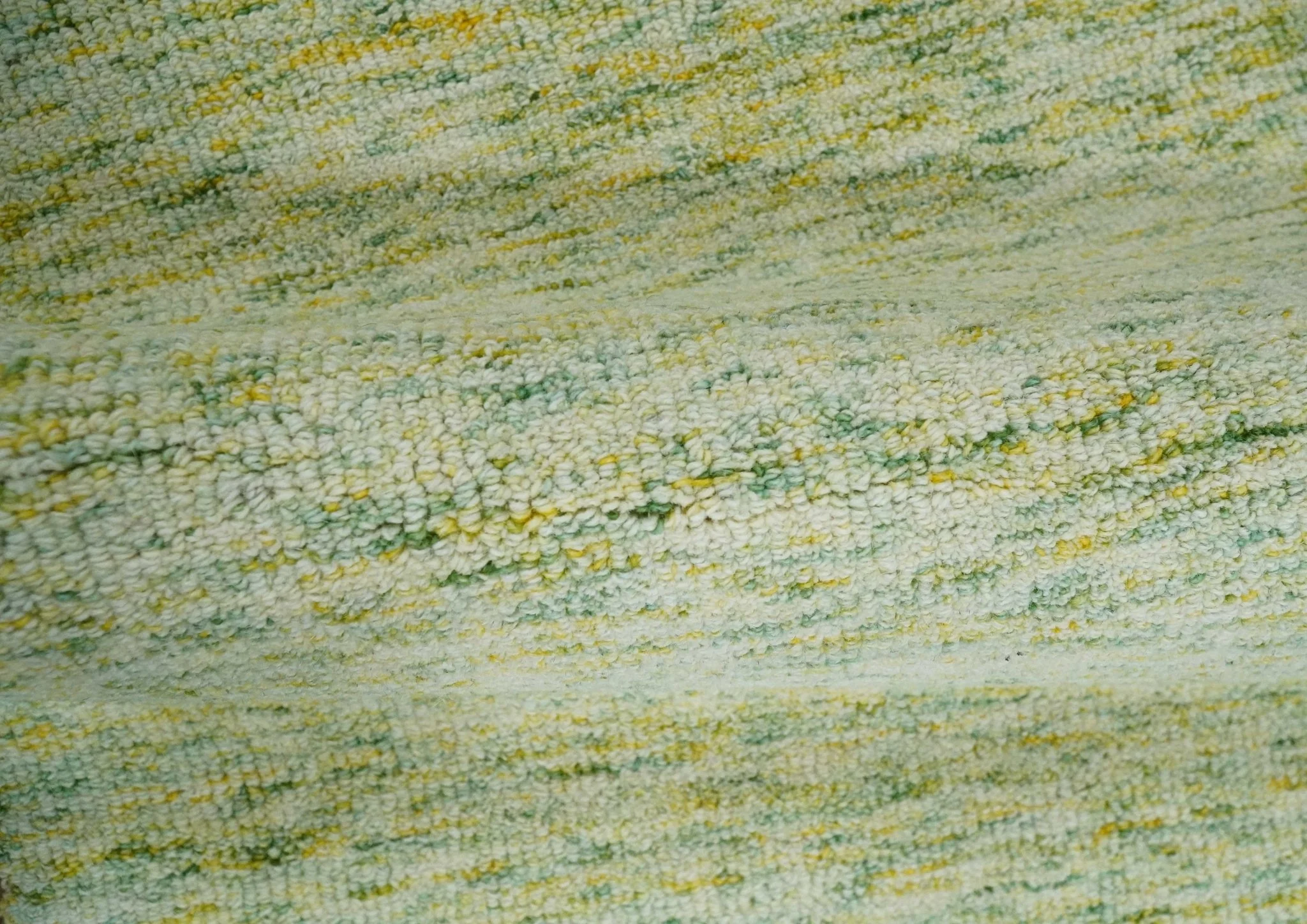 Custom Made Solid Moss Green Ivory and Gold Abstract Hand Tufted Natural Wool Area Rug - Image 4