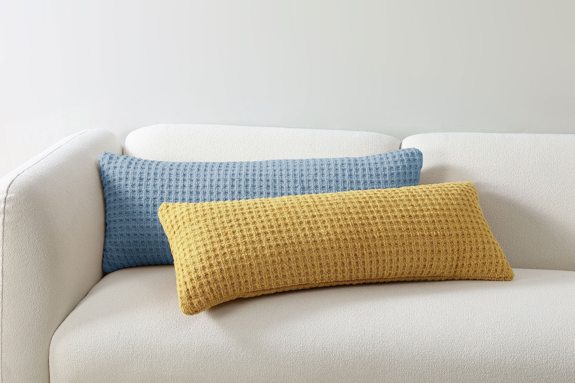 Solid Multi Color Crocheted Snug Waffle Lumbar Pillow - Image 24