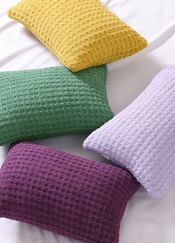 Solid Multi Color Crocheted Snug Waffle Mini Pillow - Image 17