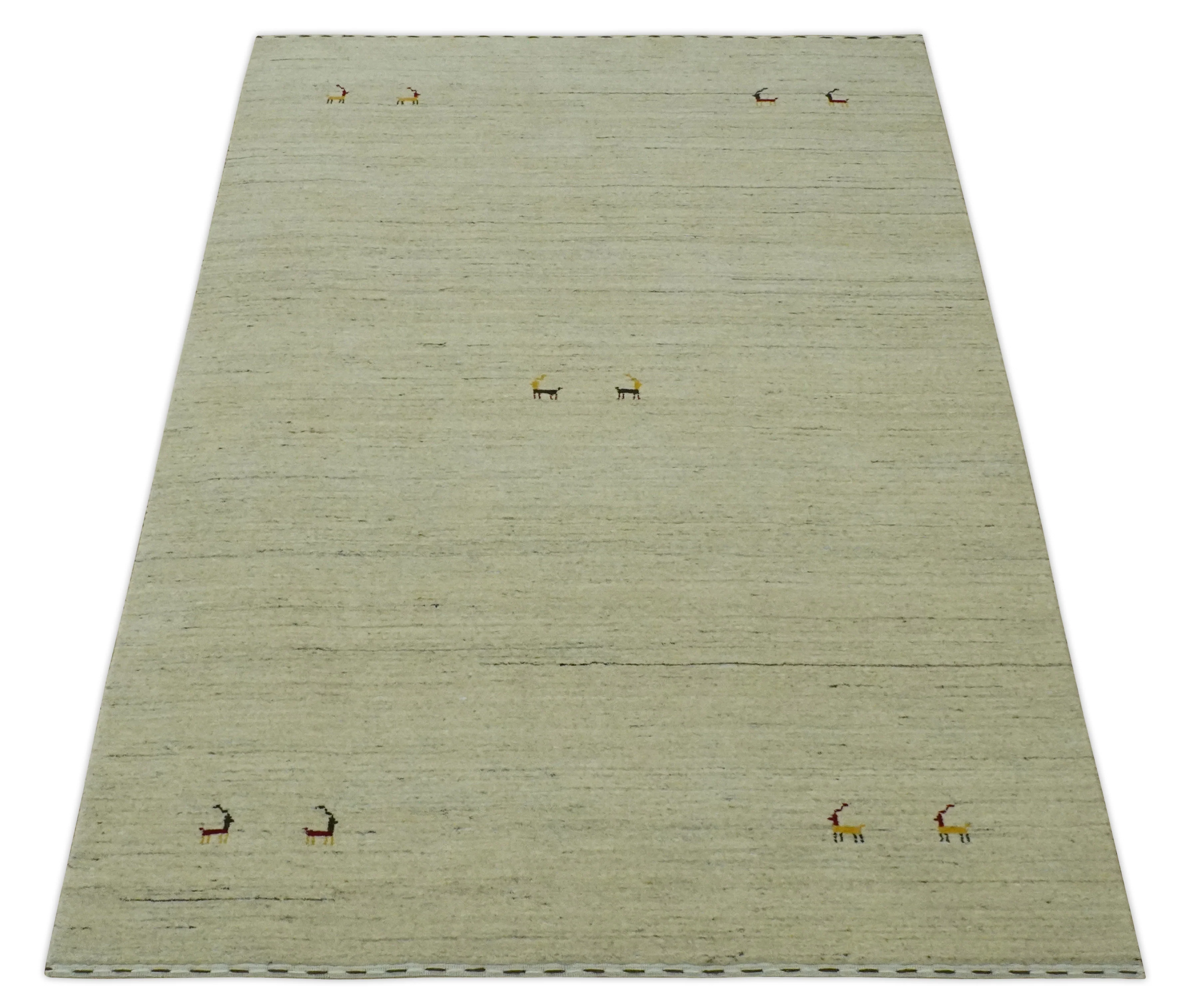 Solid Plain Beige and Charcoal Hand loom Multi size wool area Rug - Image 10