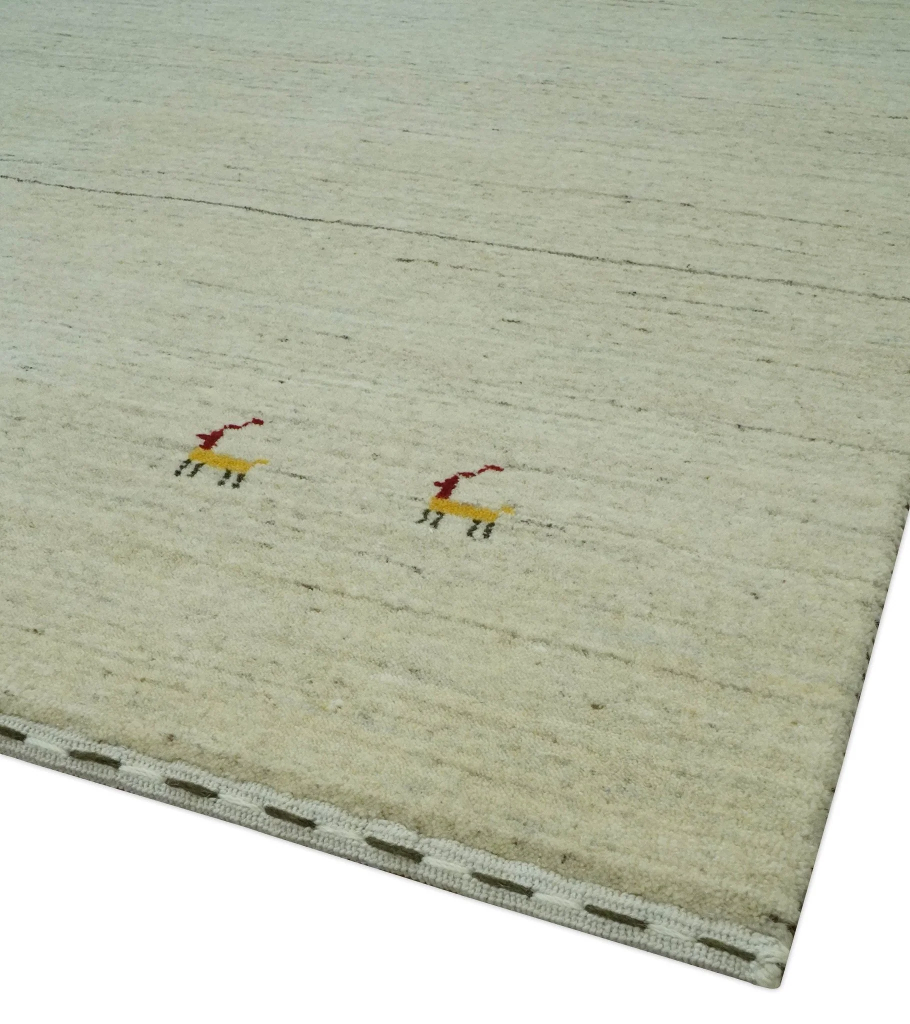 Solid Plain Beige and Charcoal Hand loom Multi size wool area Rug - Image 5