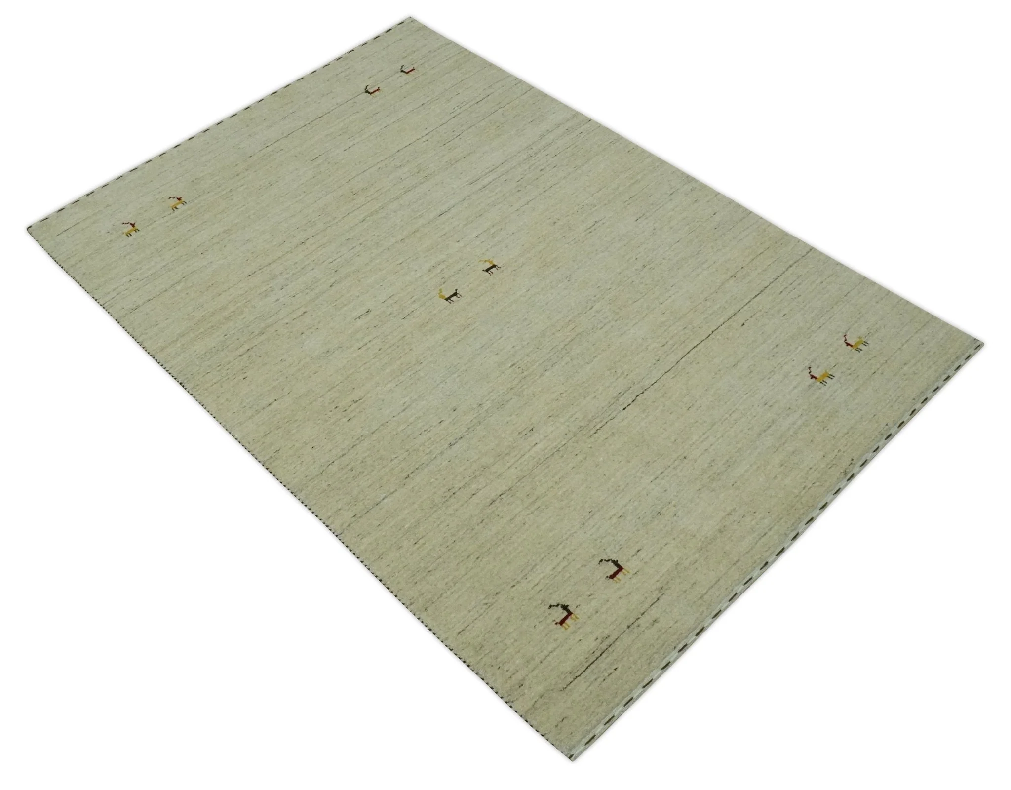 Solid Plain Beige and Charcoal Hand loom Multi size wool area Rug - Image 9