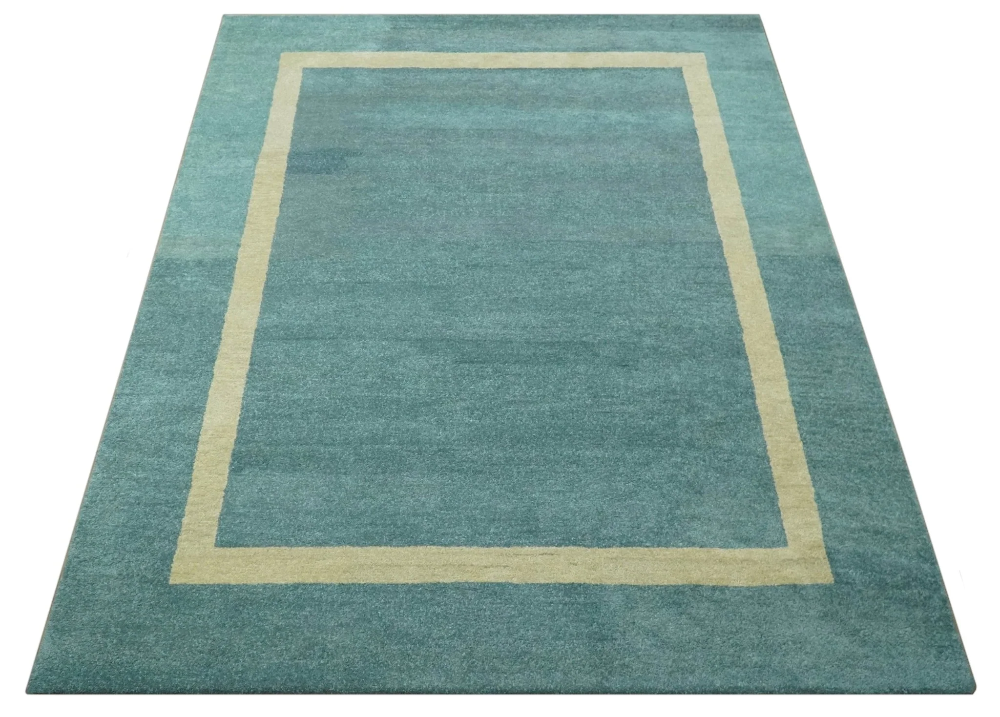 Solid Plain Blue Modern Hand Tufted 8x10 wool area rug - Image 10