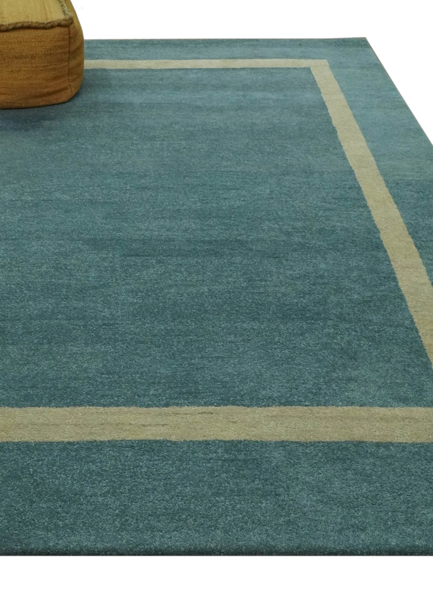 Solid Plain Blue Modern Hand Tufted 8x10 wool area rug - Image 3