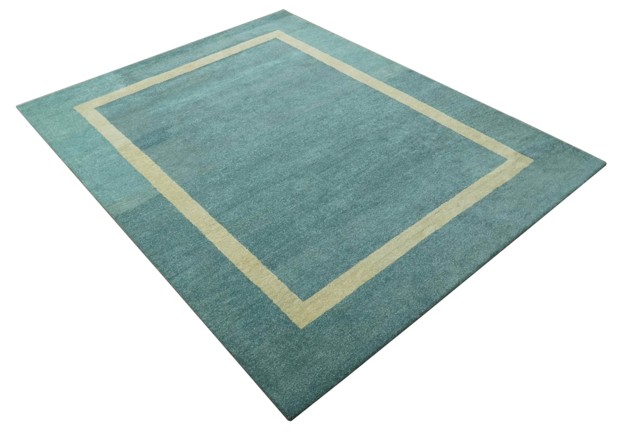Solid Plain Blue Modern Hand Tufted 8x10 wool area rug - Image 9
