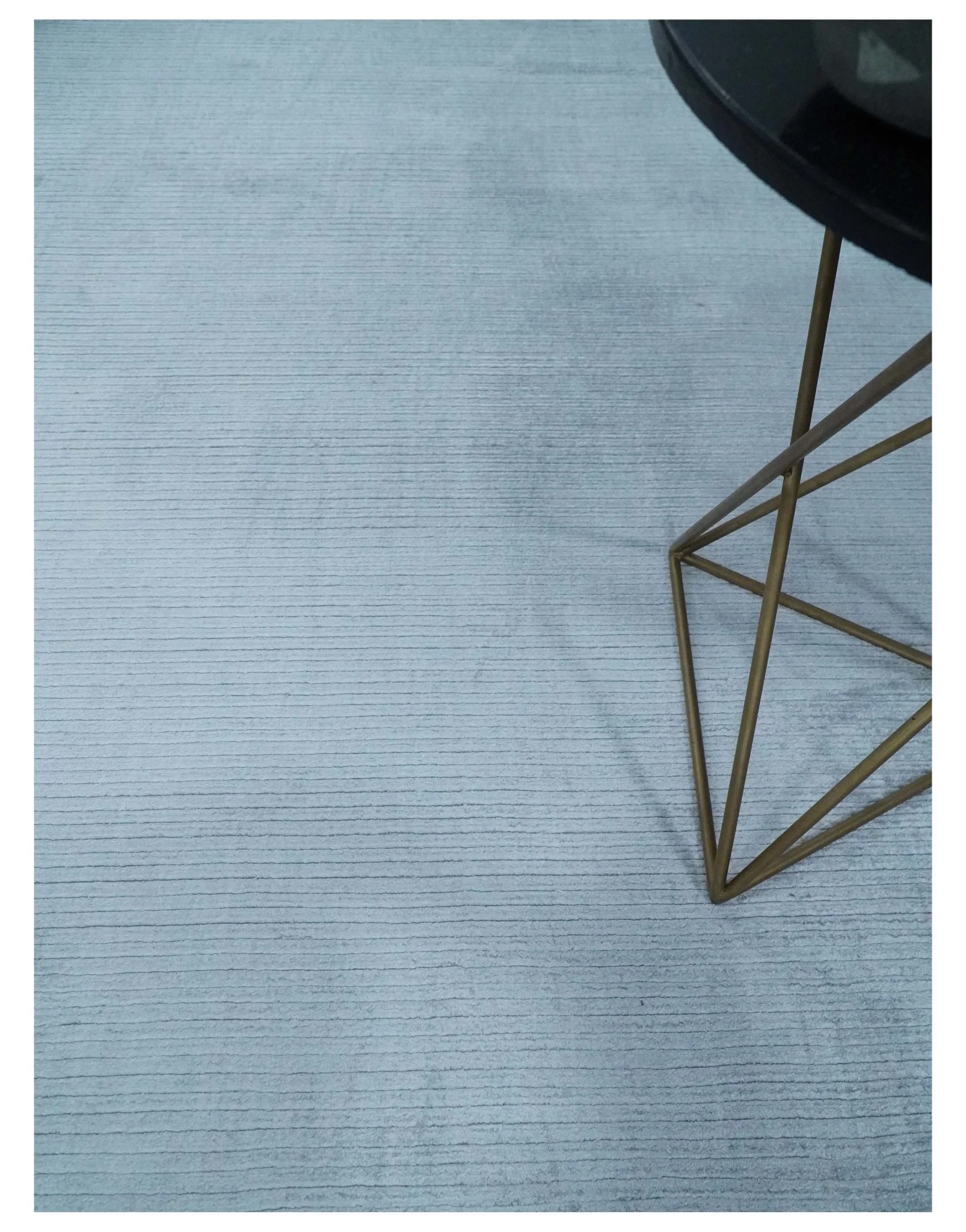 8x10 Solid Plain Blue, Silver Hand Loomed Modern Scandinavian Art Silk Loop Cut Area Rug - Image 2