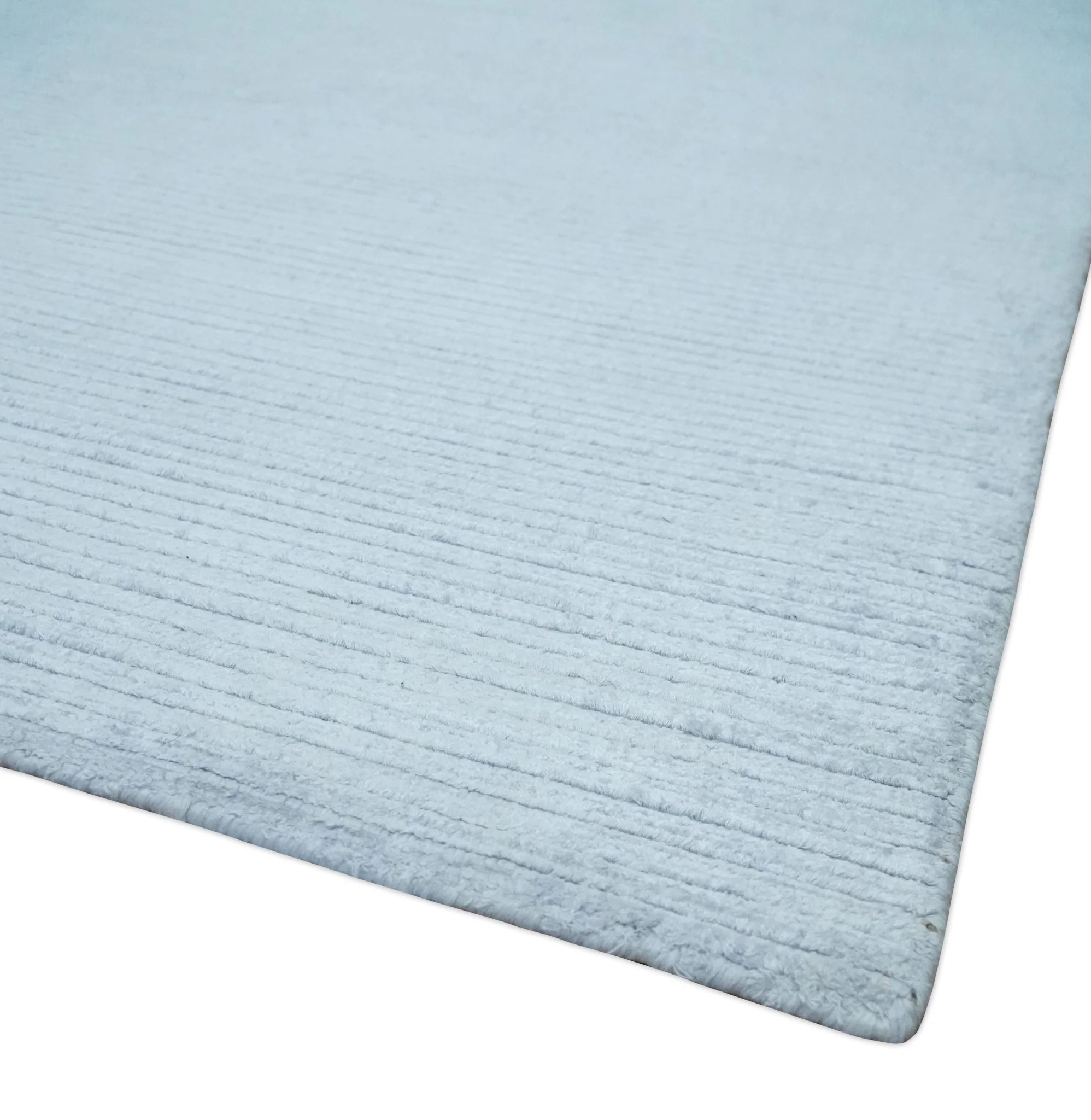 8x10 Solid Plain Blue, Silver Hand Loomed Modern Scandinavian Art Silk Loop Cut Area Rug - Image 5