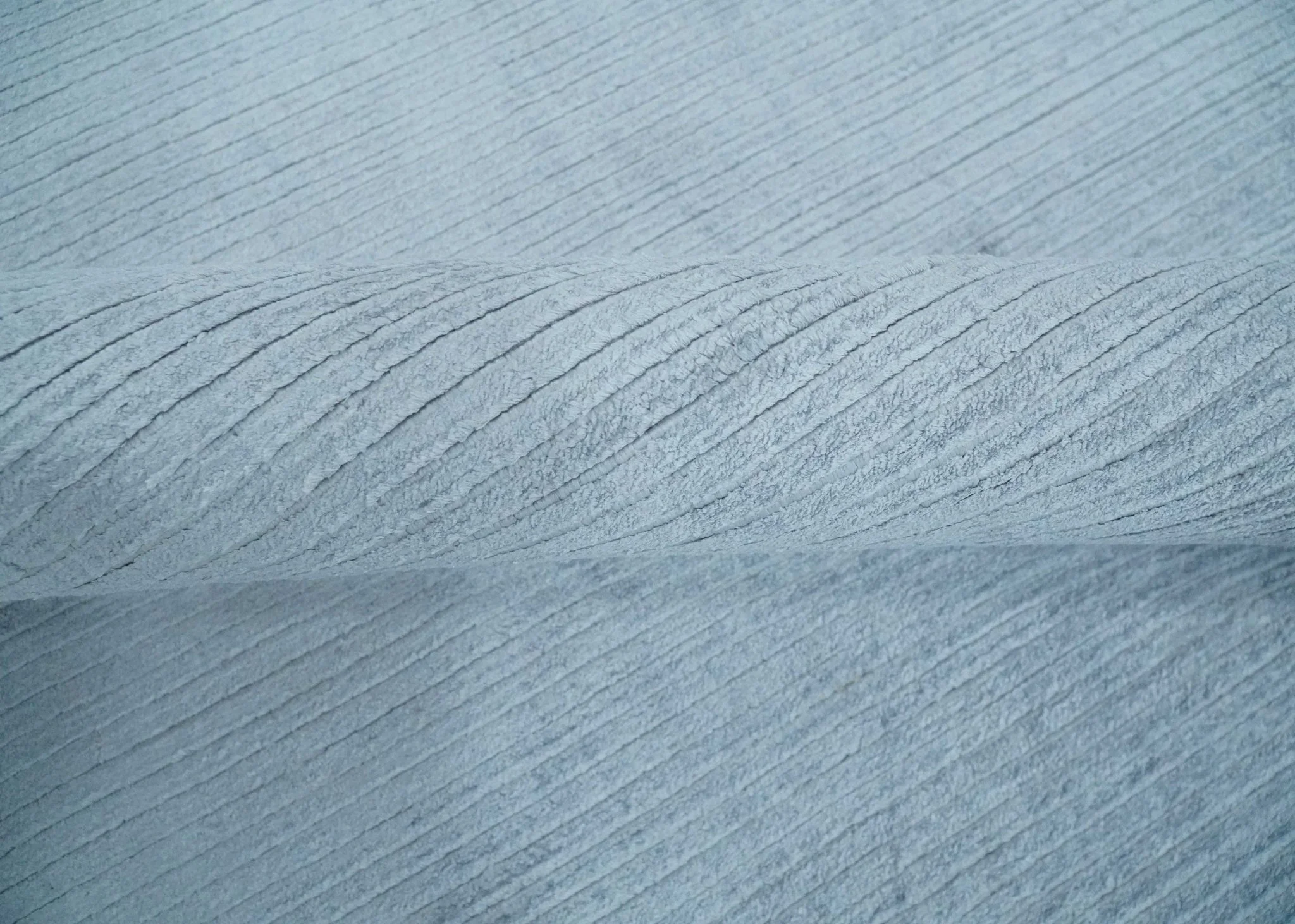 8x10 Solid Plain Blue, Silver Hand Loomed Modern Scandinavian Art Silk Loop Cut Area Rug - Image 6