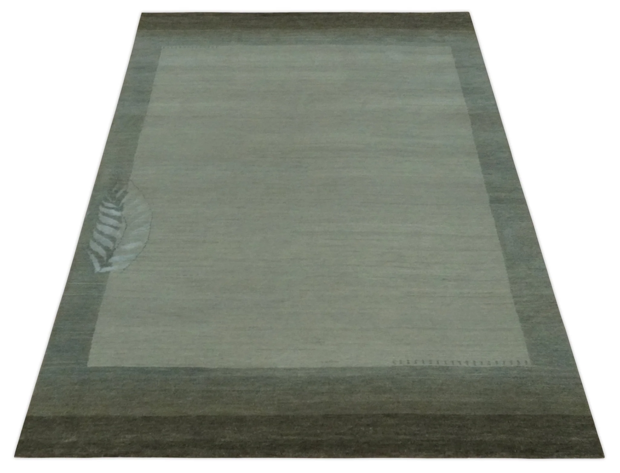 Solid Plain Ivory and Charcoal 5.6x8 wool and Art Silk Area Rug - Image 11