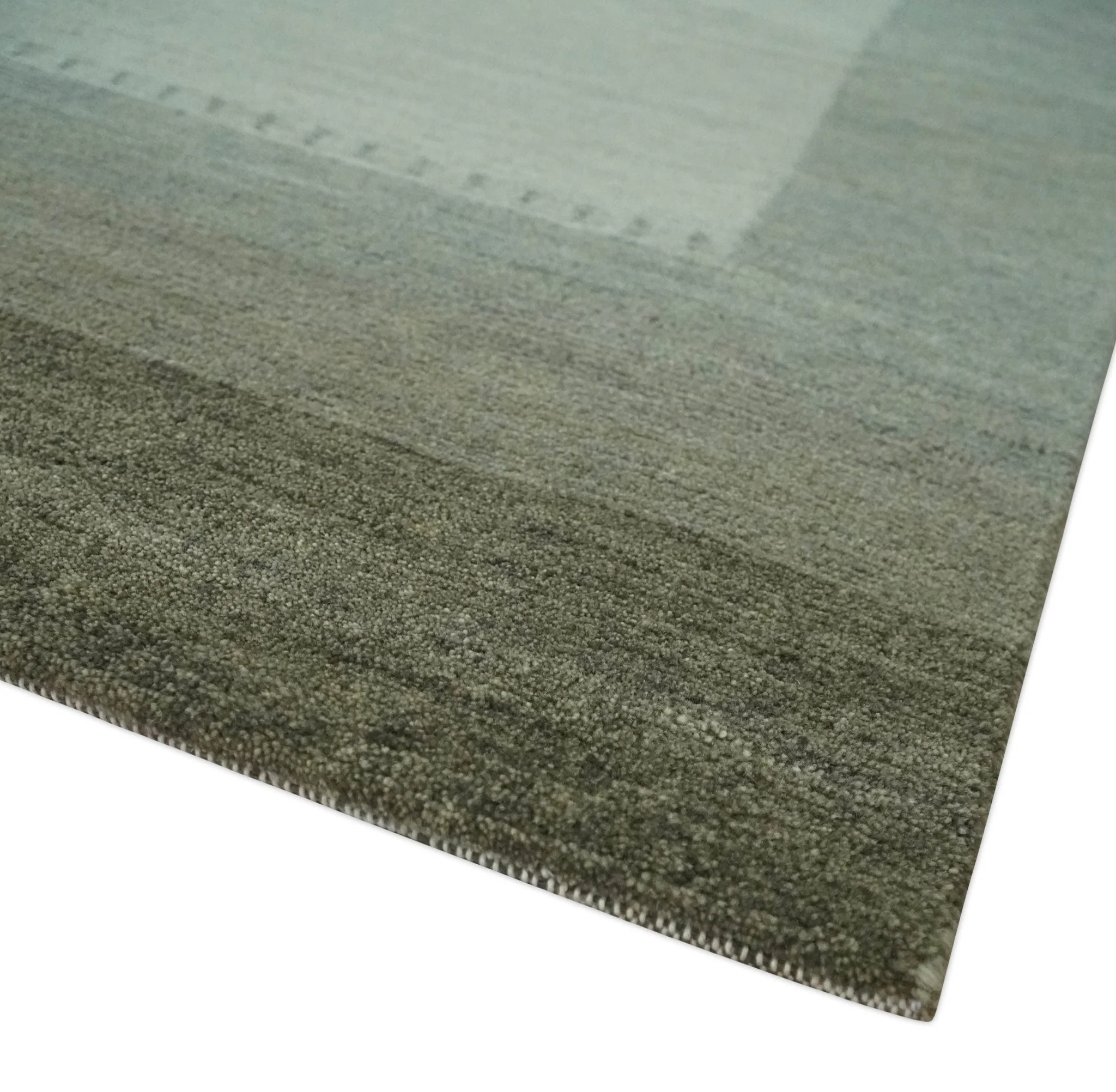 Solid Plain Ivory and Charcoal 5.6x8 wool and Art Silk Area Rug - Image 6