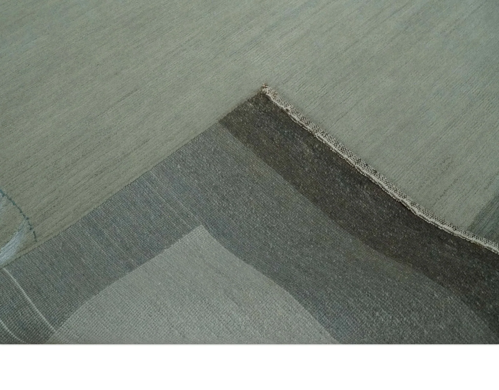 Solid Plain Ivory and Charcoal 5.6x8 wool and Art Silk Area Rug - Image 7